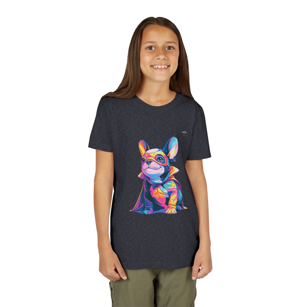 Kids Superhero French Bulldog Tee — Colorful Puppy Costume Youth Shirt