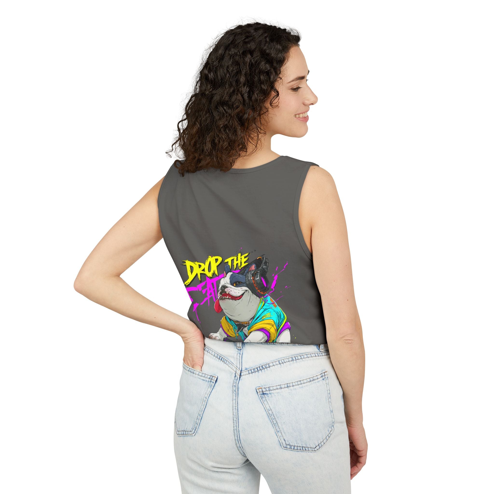 DJ French Bulldog Tank Top – EDM Festival Sleeveless Shirt for Frenchie Lovers