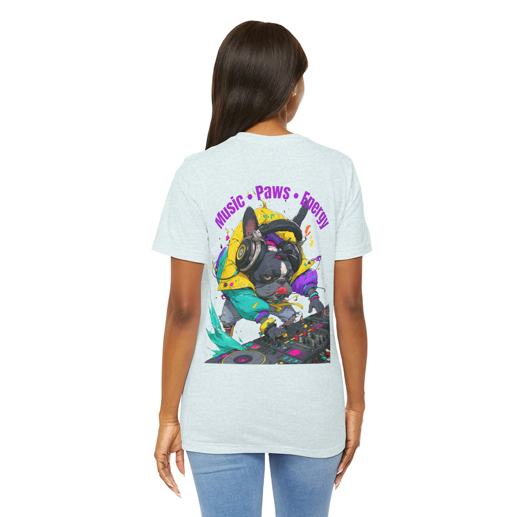 DJ French Bulldog T-Shirt — "Music • Paws • Energy" Graphic Tee