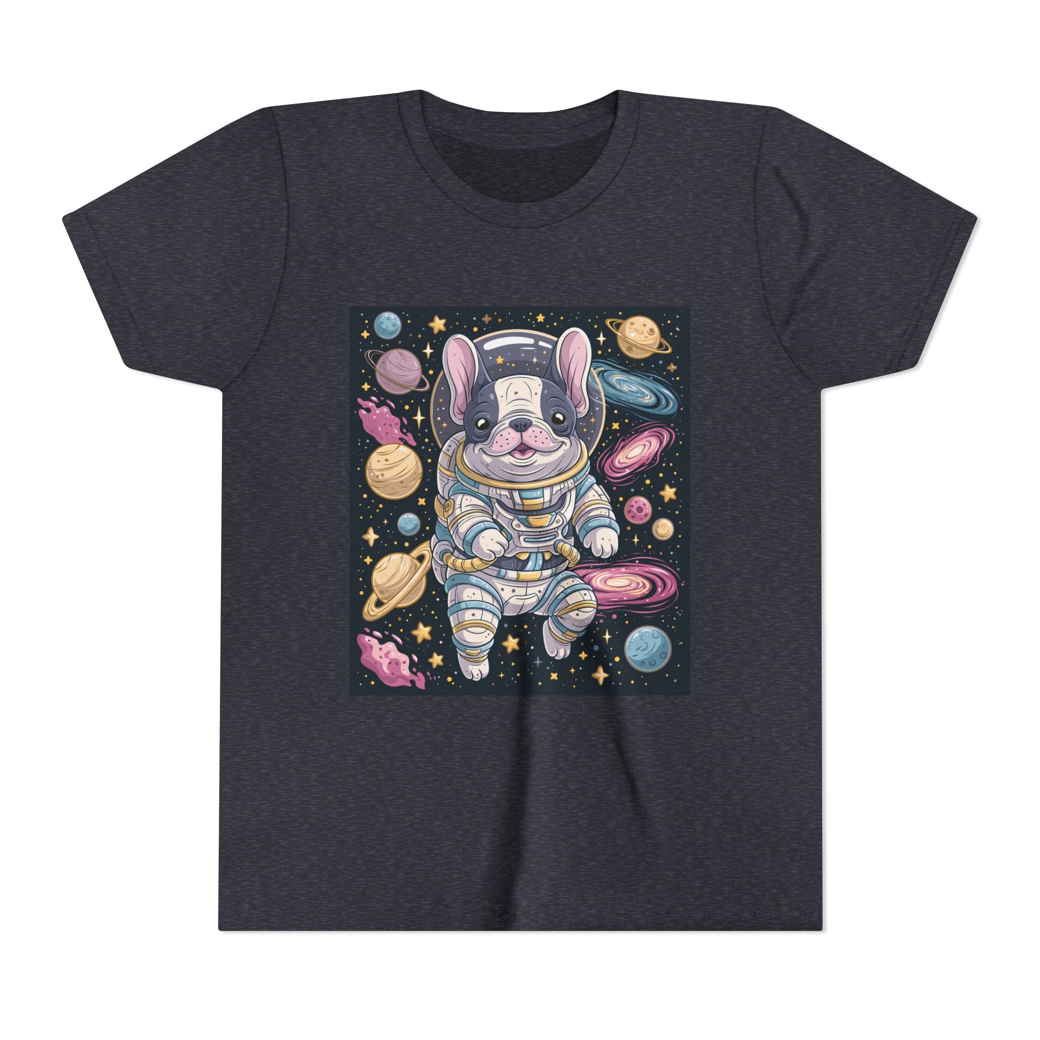 Kids Astronaut French Bulldog Tee — Space Puppy Graphic Youth T‑Shirt