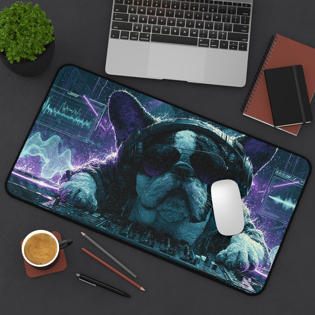 DJ French Bulldog Desk Mat – Gaming Mouse Pad for Music Lovers & Frenchie Fans