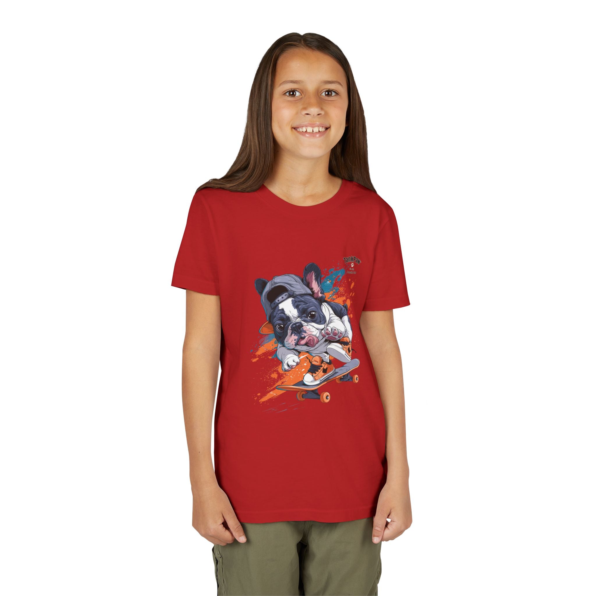 Youth Skateboarding French Bulldog Tee — Cute Skate Pup Graphic Shirt