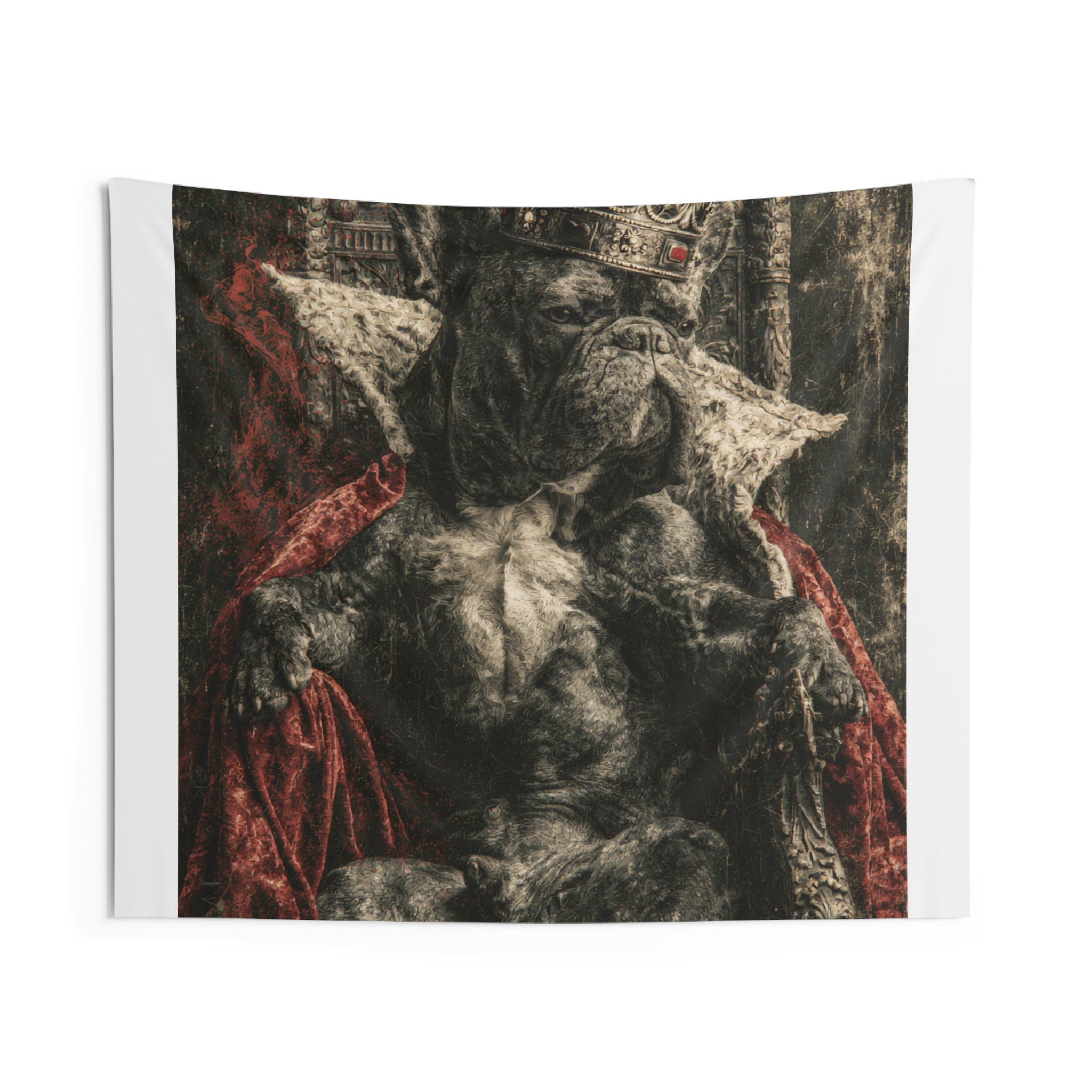 King Bulldog Tapestry — Regal French Bulldog Wall Art