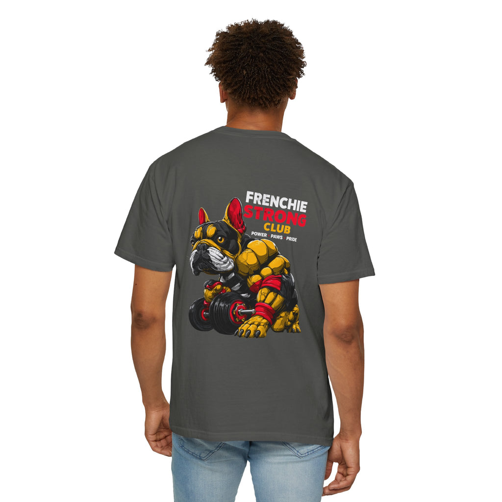 "Frenchie Strong Club" Muscular Dog Pet T-Shirt — Cute Frenchie Weightlifting Graphic Tee