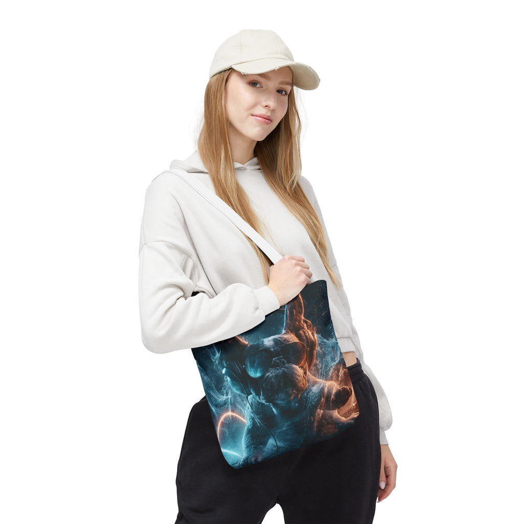 Cool French Bulldog Tote Bag — Neon DJ Dog Graphic Tote