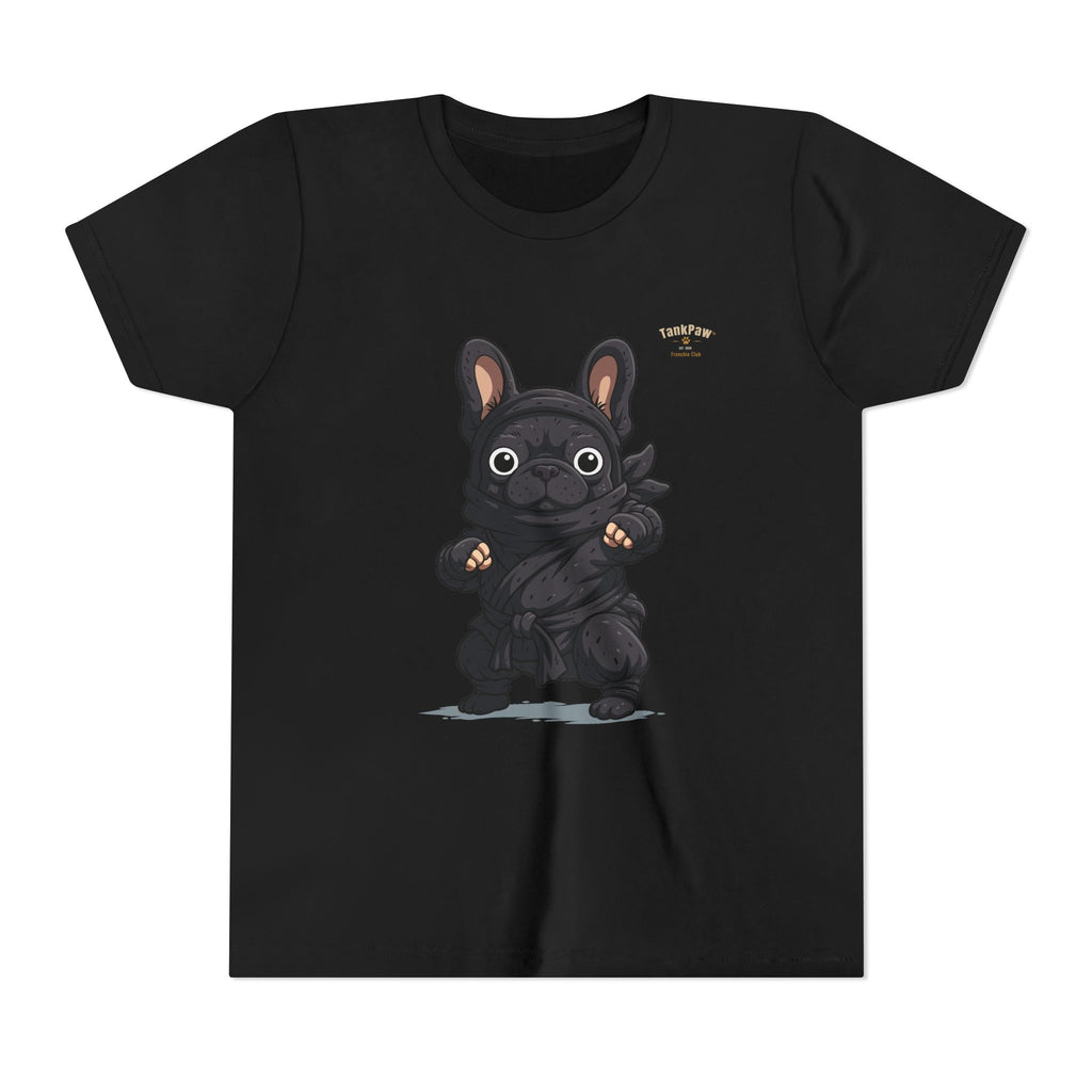Kids Cute Black French Bulldog Tee – 'TARBUN' Cartoon Pup Youth T-Shirt