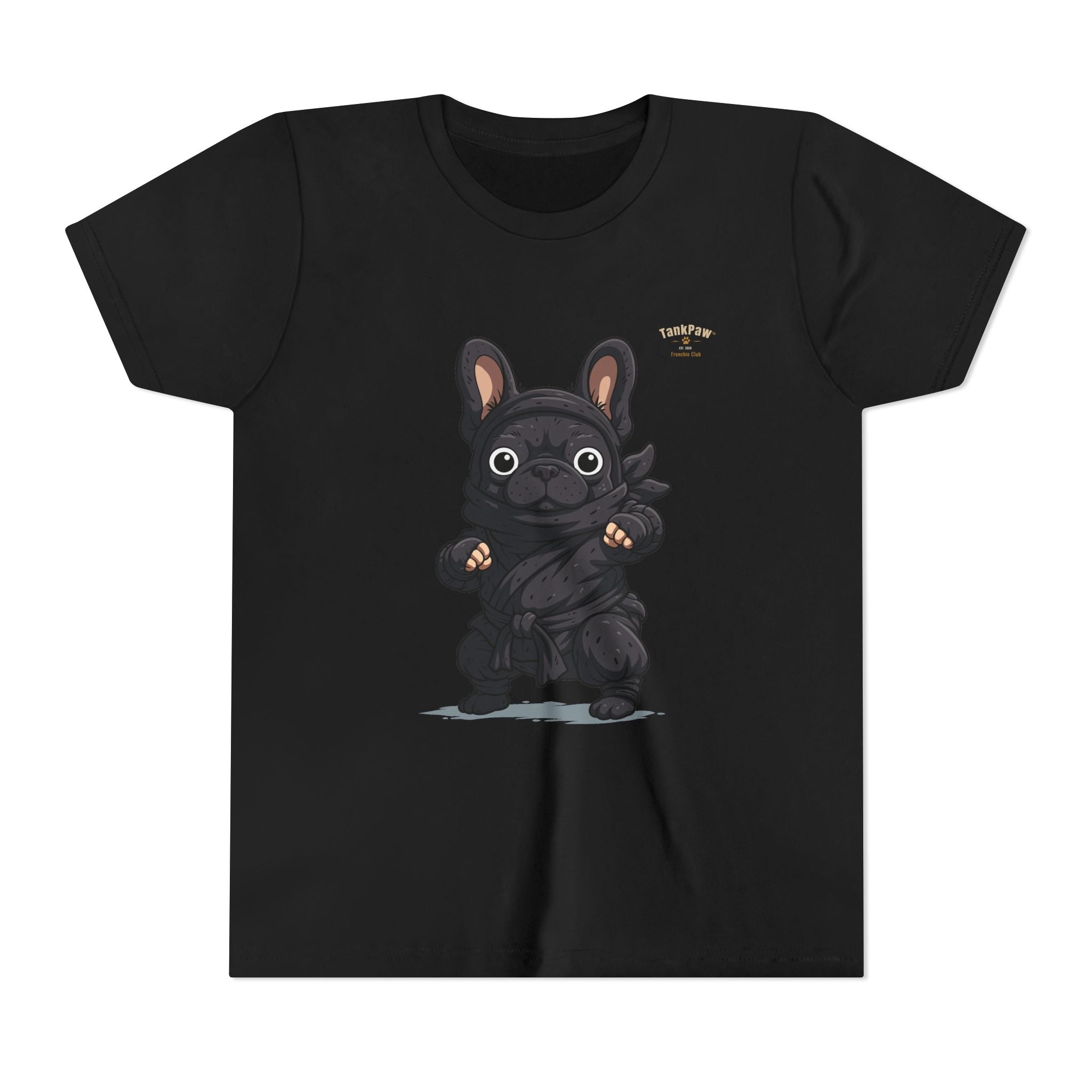 Kids Cute Black French Bulldog Tee – 'TARBUN' Cartoon Pup Youth T-Shirt