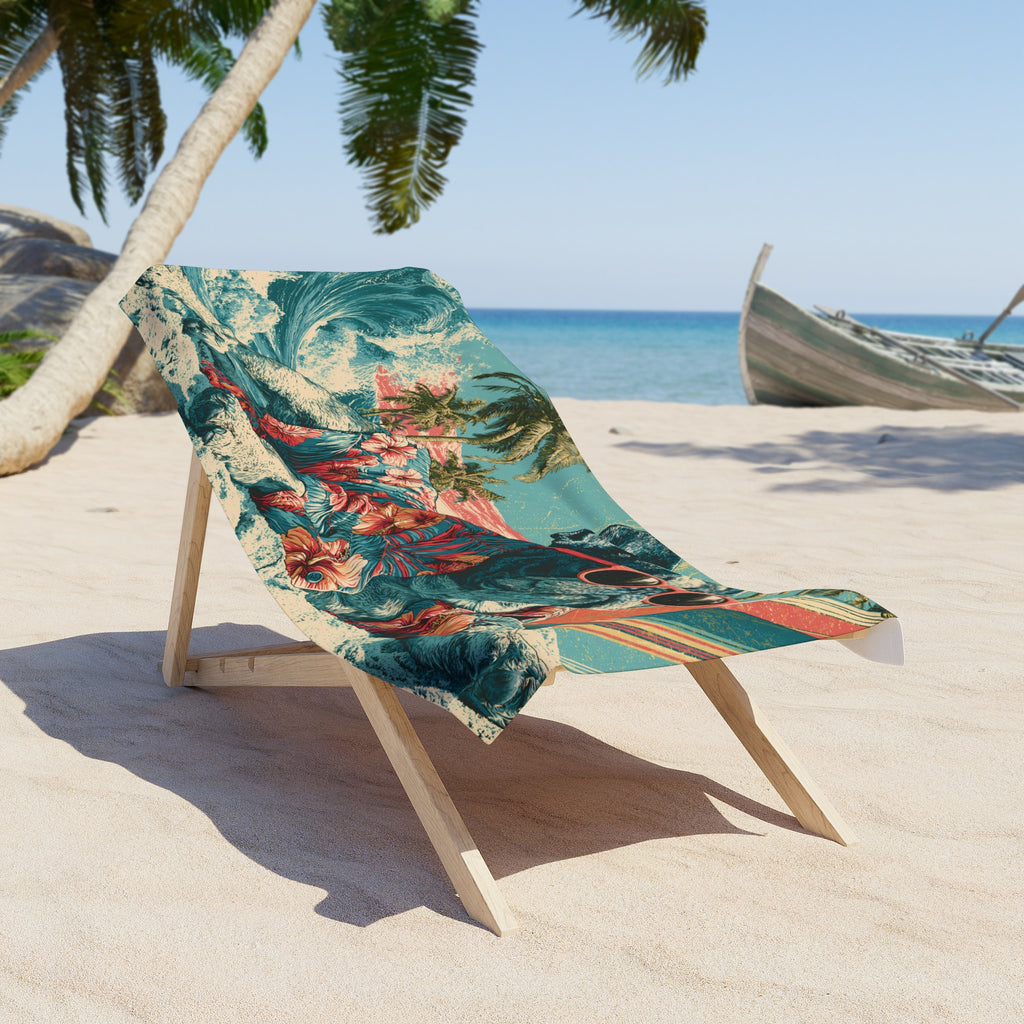 Cool French Bulldog Surf Beach Towel – Tropical Hawaiian Vacation Vibe