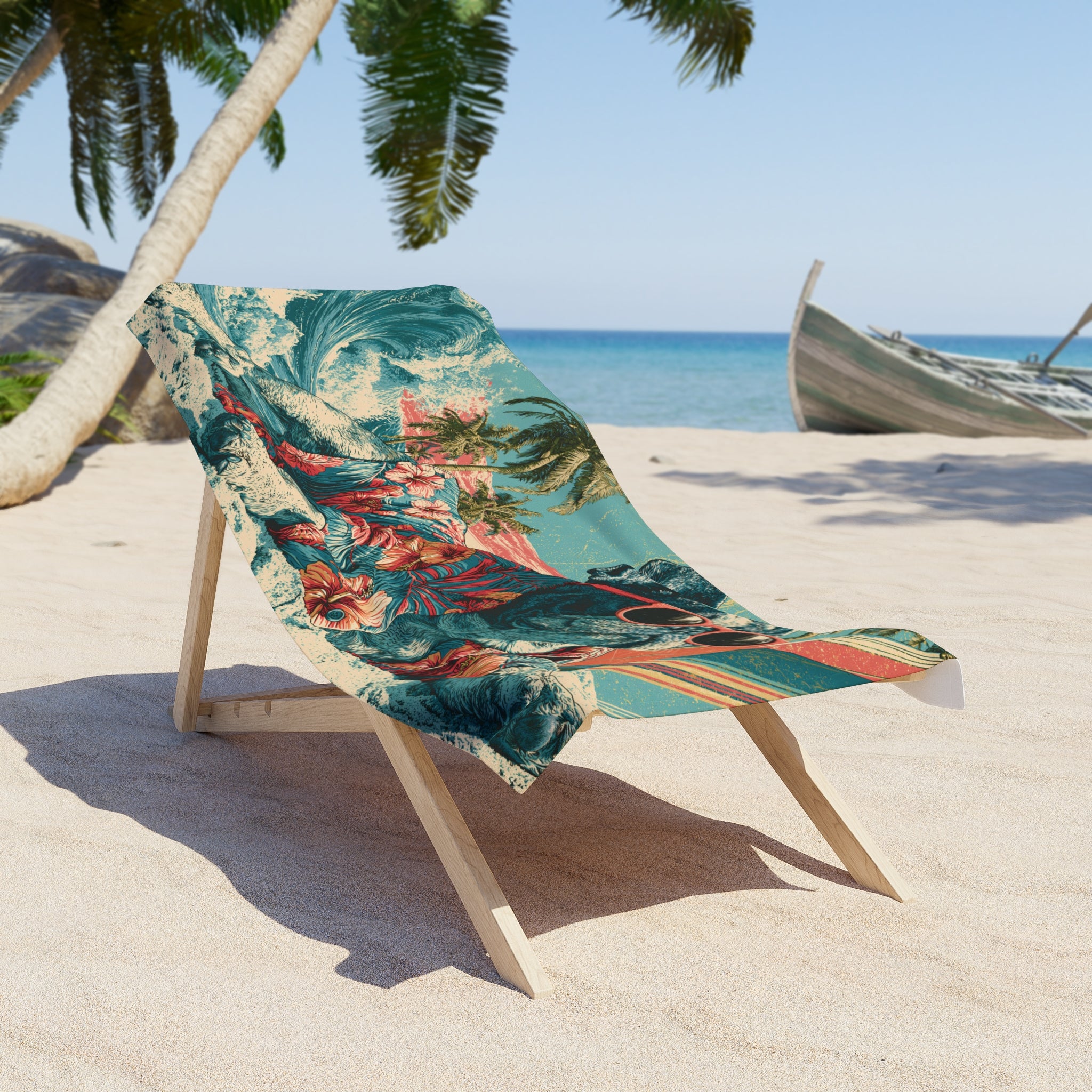 Cool French Bulldog Surf Beach Towel – Tropical Hawaiian Vacation Vibe