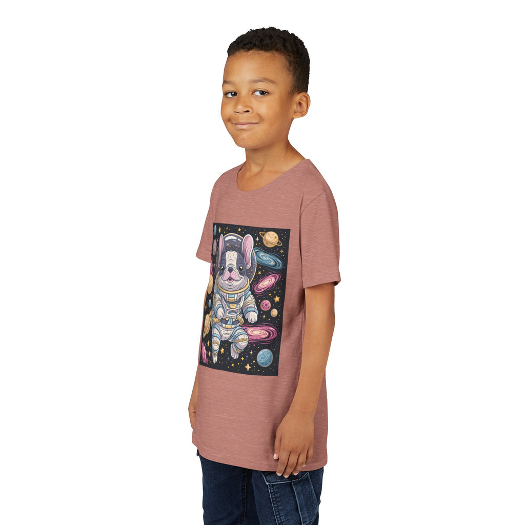Kids Astronaut French Bulldog Tee — Space Puppy Graphic Youth T‑Shirt