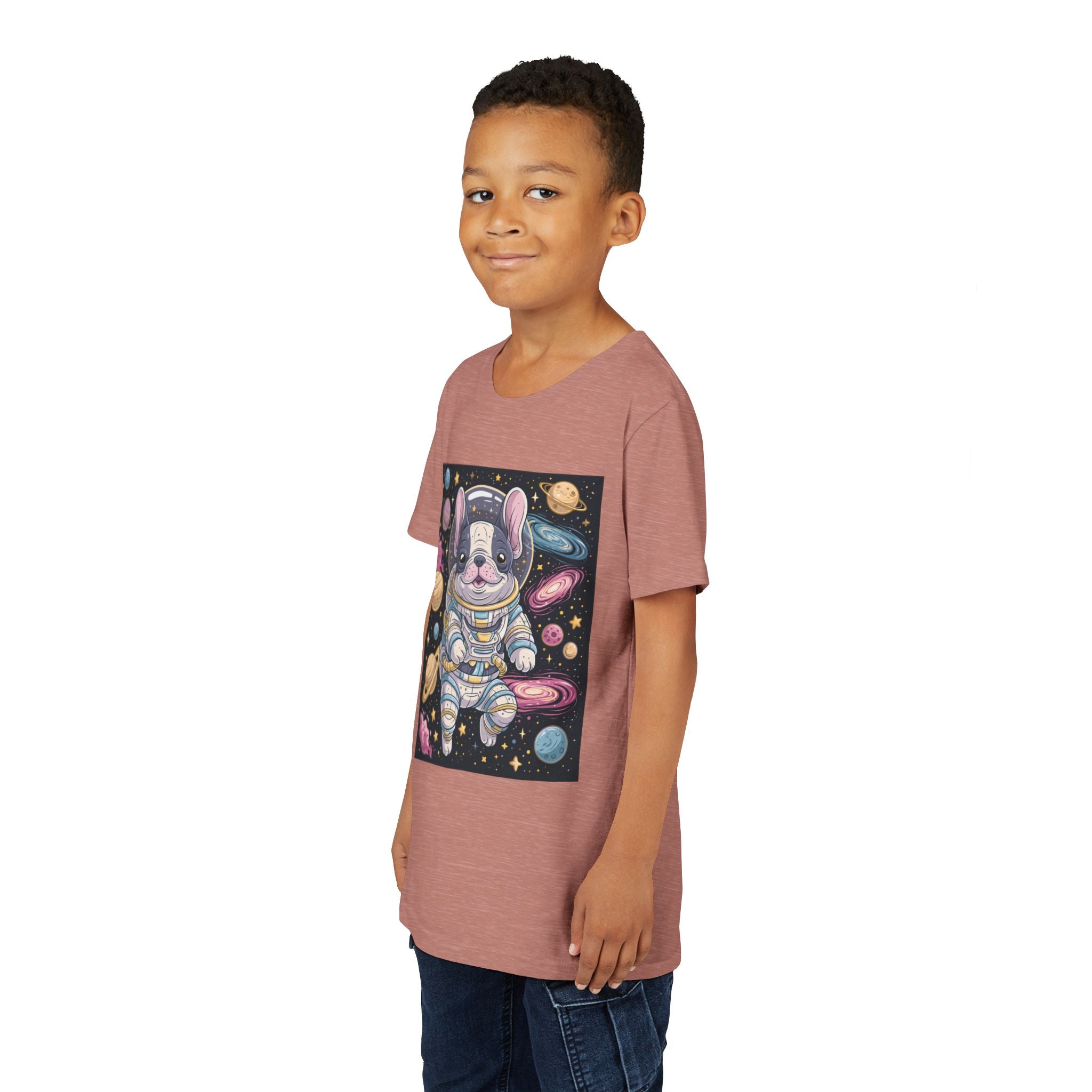 Kids Astronaut French Bulldog Tee — Space Puppy Graphic Youth T‑Shirt