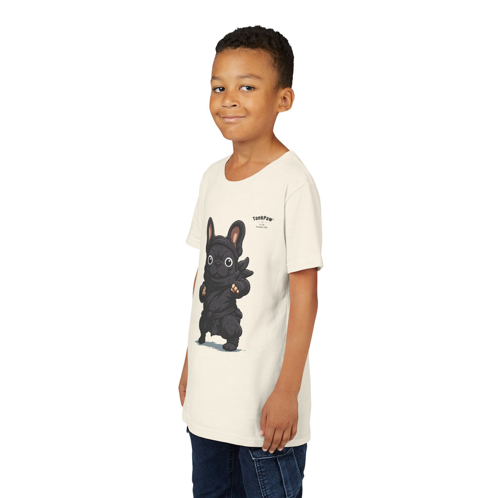 Kids Cute Black French Bulldog Tee – 'TARBUN' Cartoon Pup Youth T-Shirt