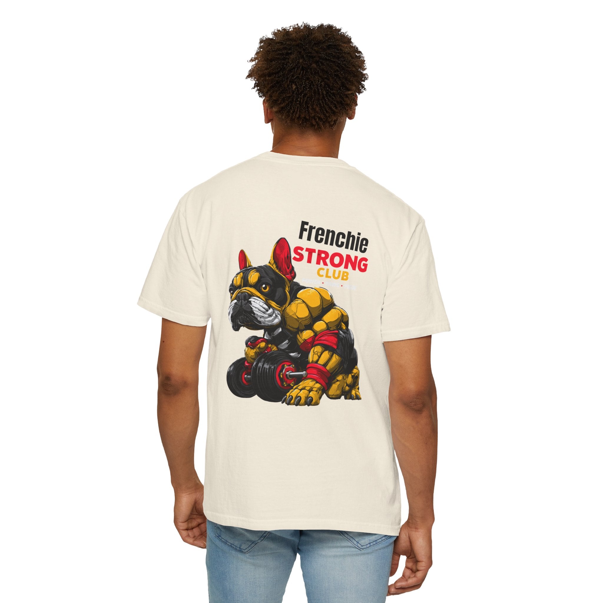 "Frenchie Strong Club" Muscular Dog Pet T-Shirt — Cute Frenchie Weightlifting Graphic Tee