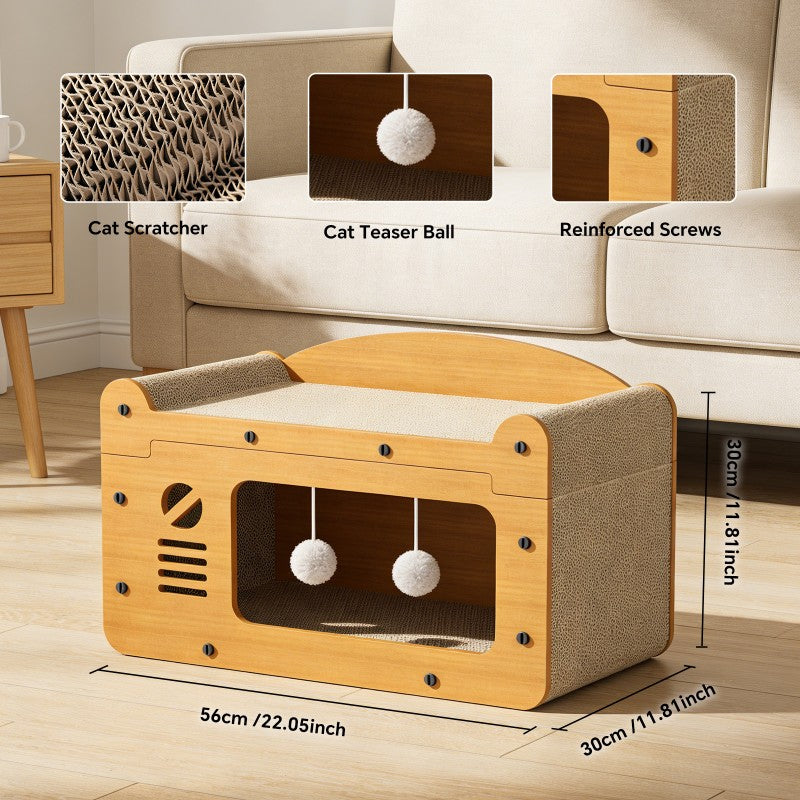 Double Layer Cat Scratcher Sofa | Cardboard Cat Lounge Bed for Scratching & Relaxing