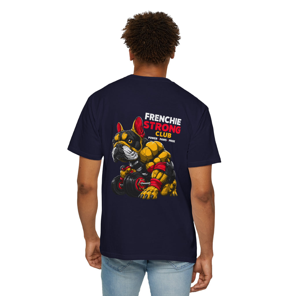 "Frenchie Strong Club" Muscular Dog Pet T-Shirt — Cute Frenchie Weightlifting Graphic Tee