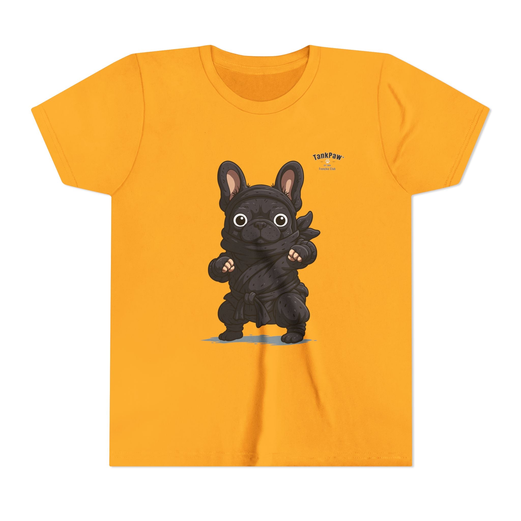 Kids Cute Black French Bulldog Tee – 'TARBUN' Cartoon Pup Youth T-Shirt