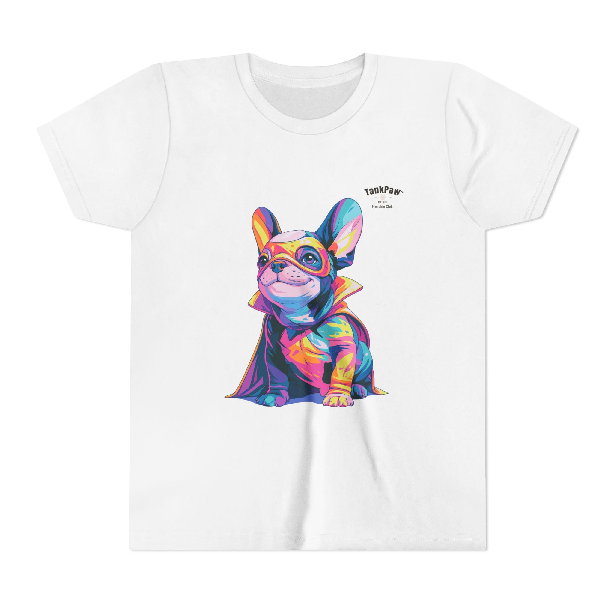 Kids Superhero French Bulldog Tee — Colorful Puppy Costume Youth Shirt