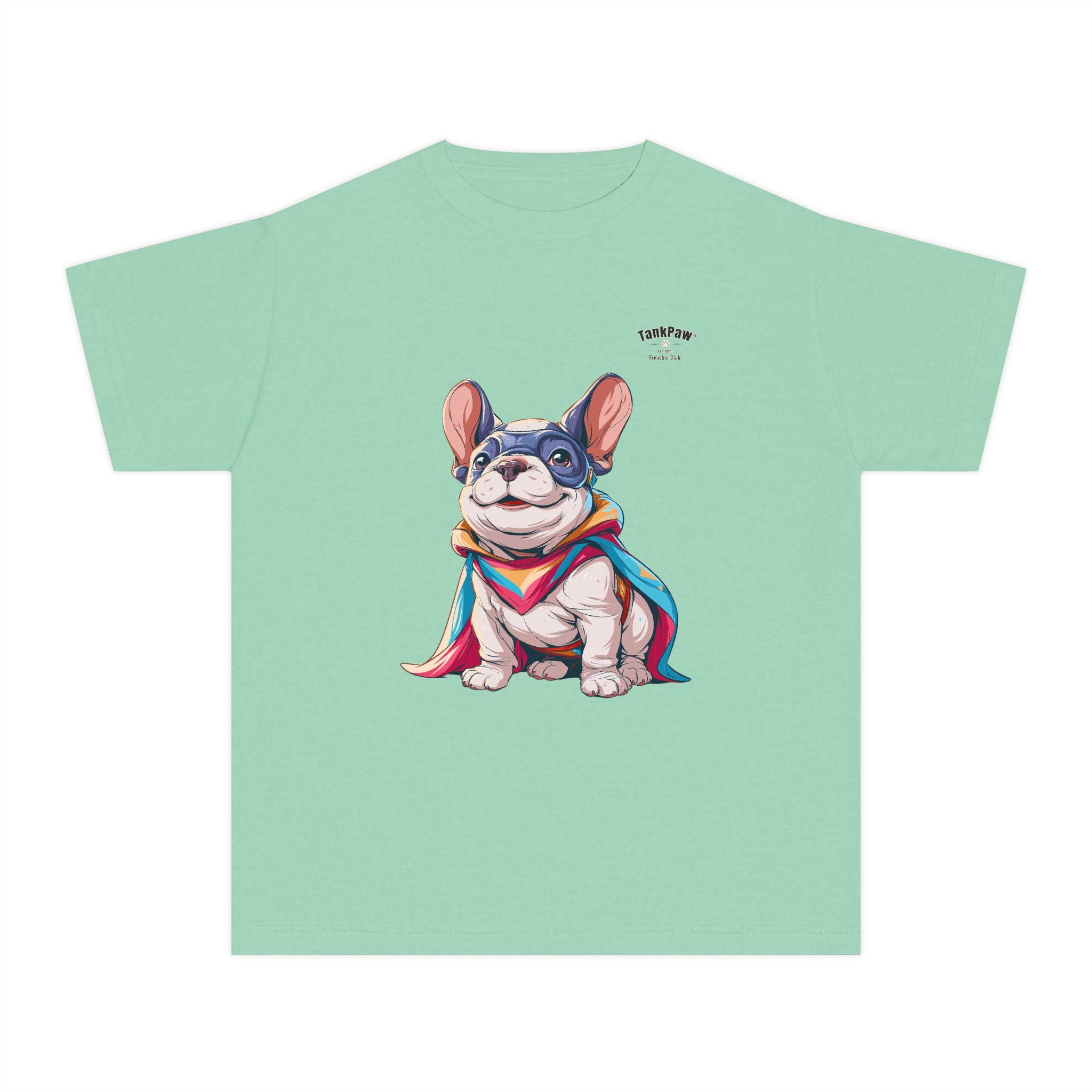 Kids French Bulldog Tee — Colorful Superhero Pup Graphic