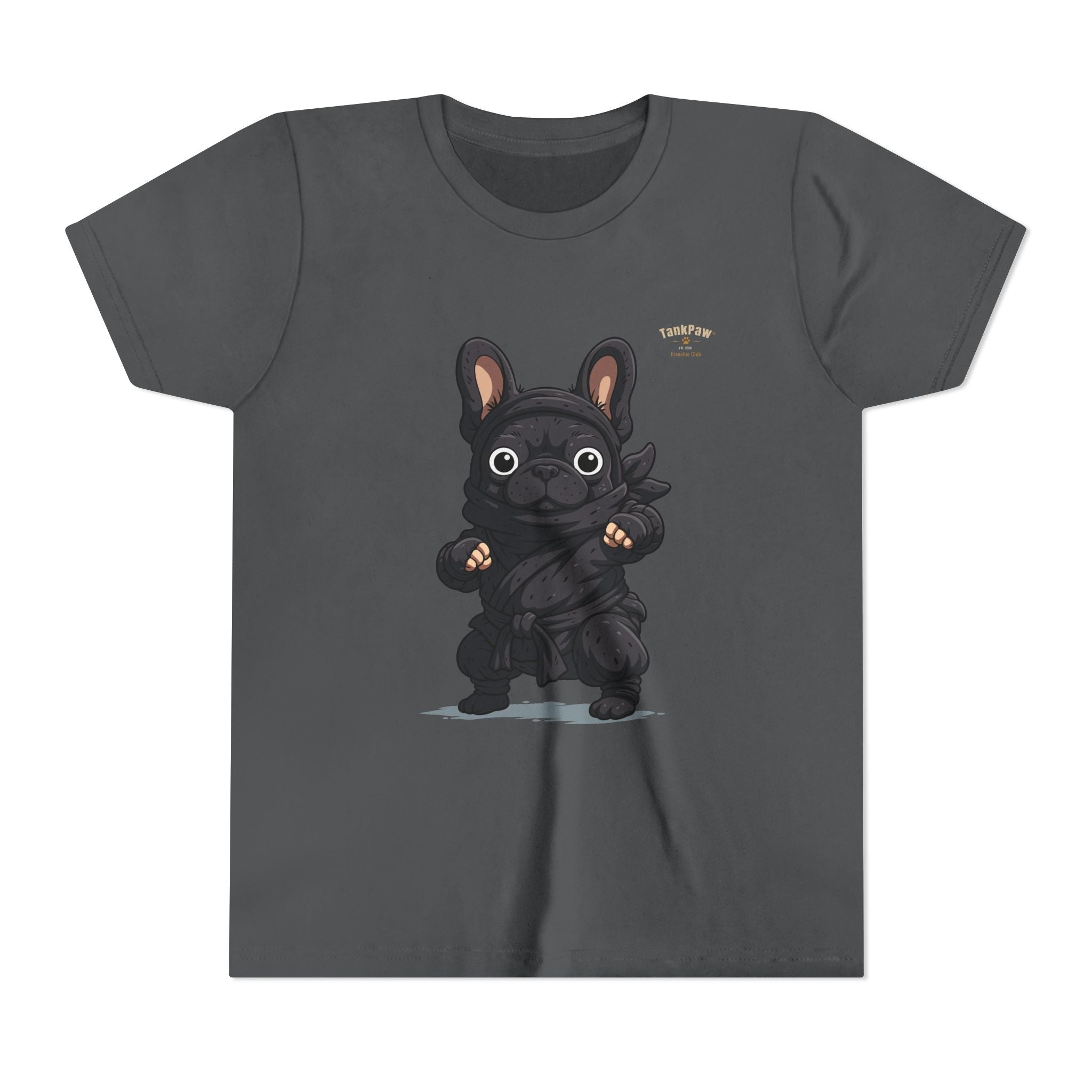 Kids Cute Black French Bulldog Tee – 'TARBUN' Cartoon Pup Youth T-Shirt