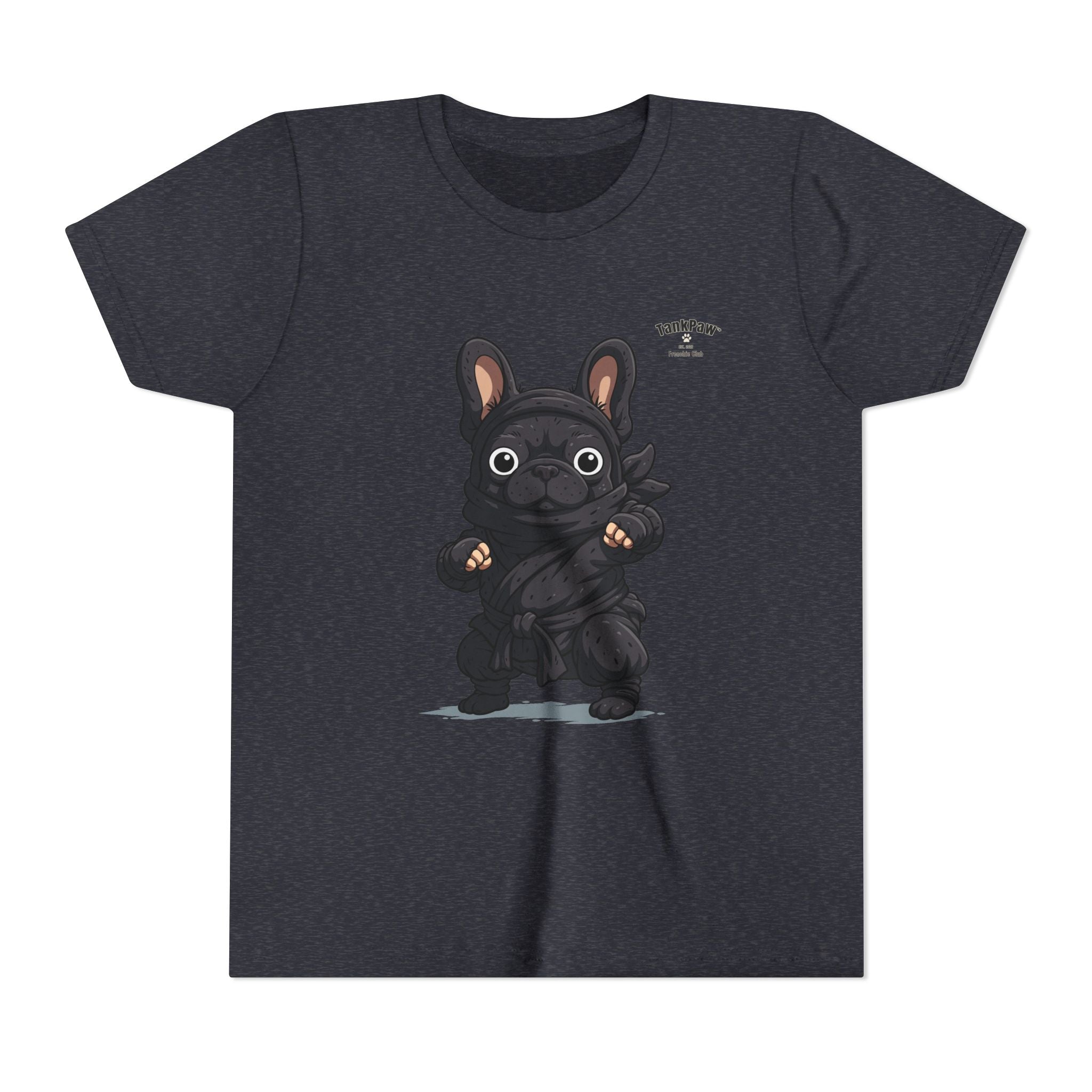 Kids Cute Black French Bulldog Tee – 'TARBUN' Cartoon Pup Youth T-Shirt