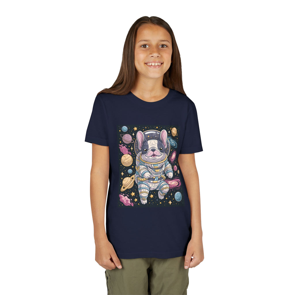 Kids Astronaut French Bulldog Tee — Space Puppy Graphic Youth T‑Shirt