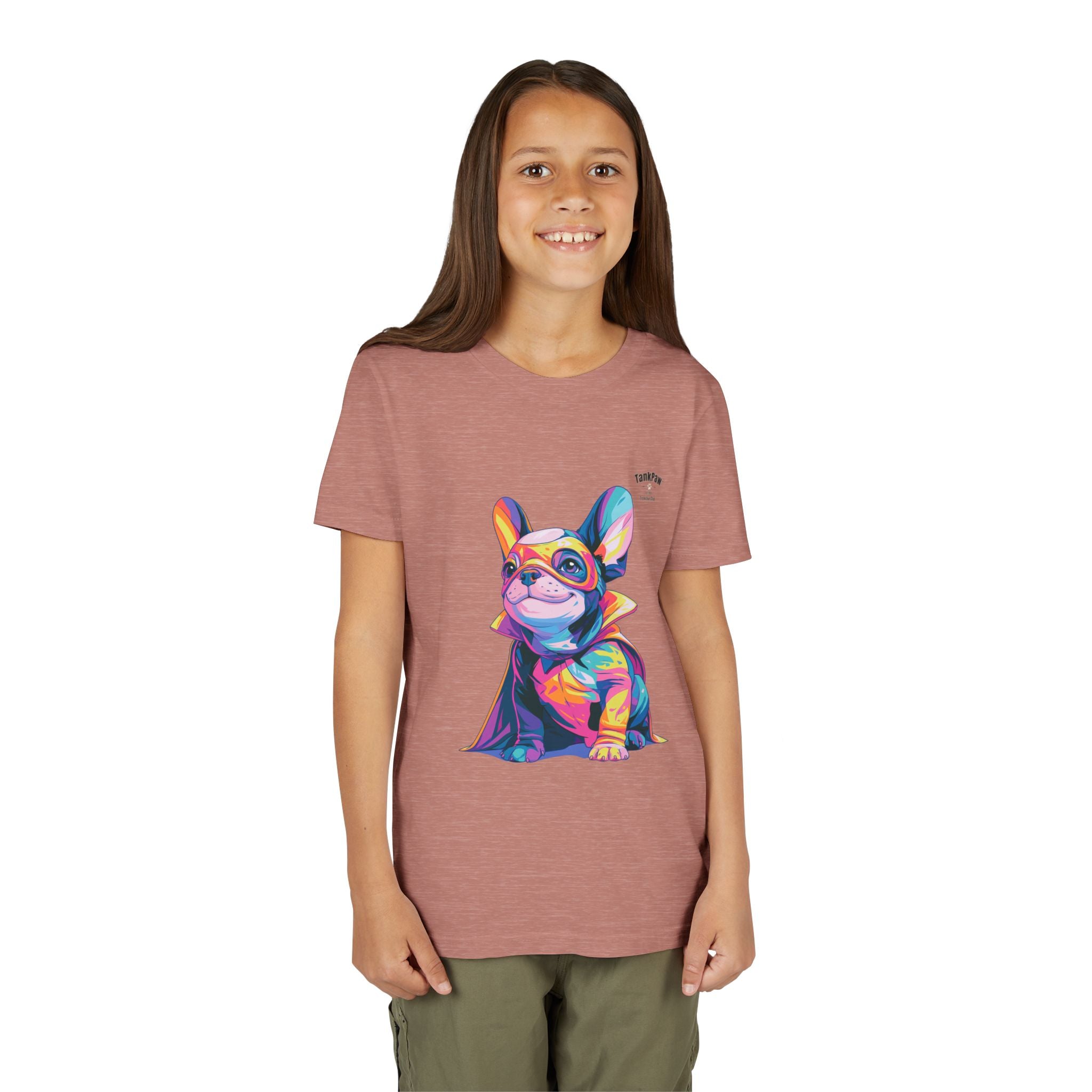 Kids Superhero French Bulldog Tee — Colorful Puppy Costume Youth Shirt