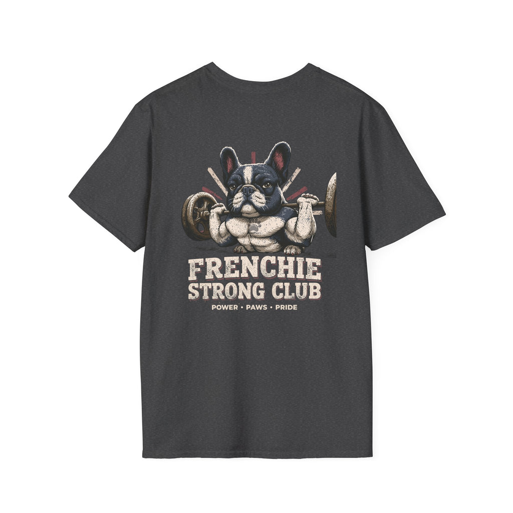 Gym French Bulldog T-Shirt – Fitness Frenchie Workout Shirt for Dog Lovers — Minimal Couples Graphic T-Shirt