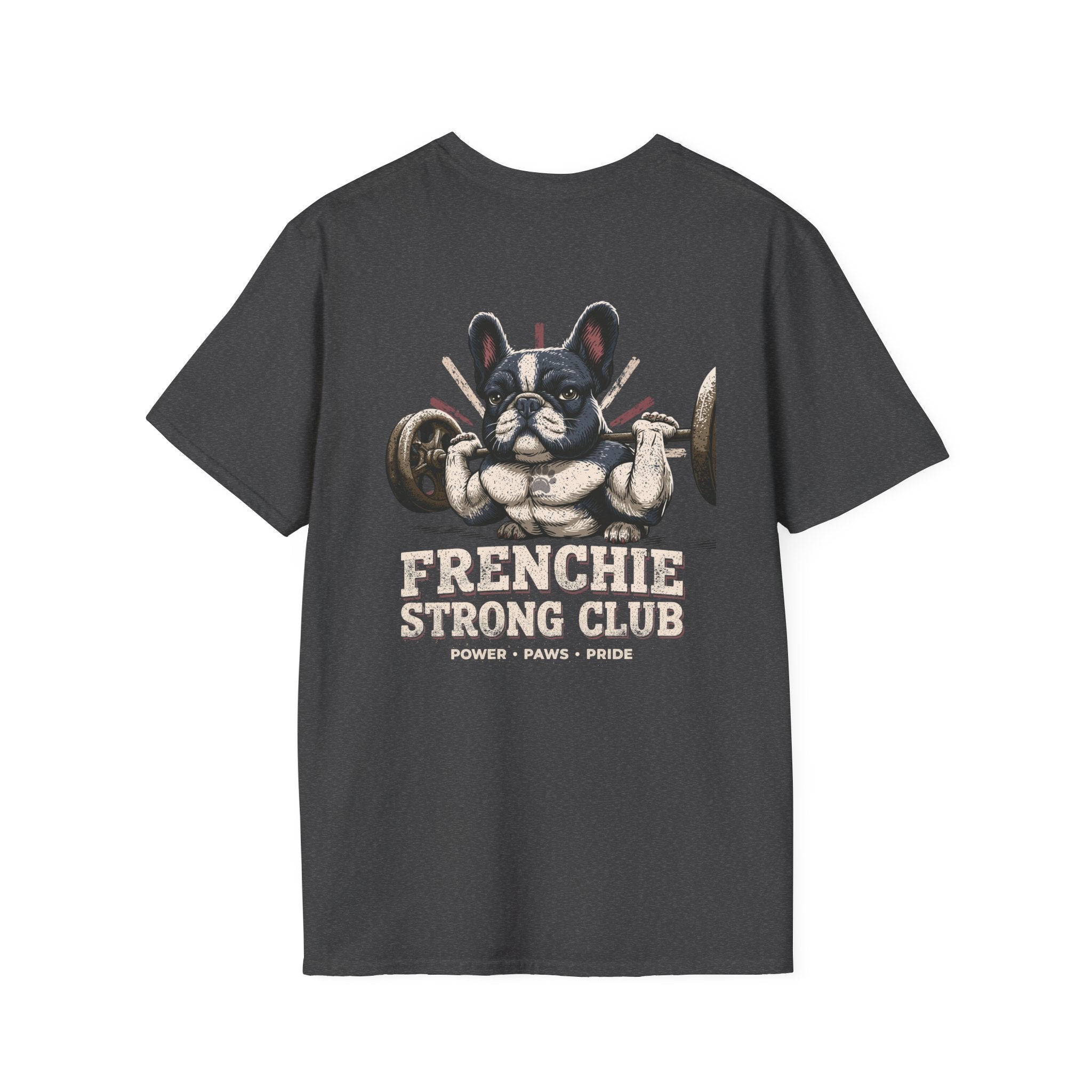 Gym French Bulldog T-Shirt – Fitness Frenchie Workout Shirt for Dog Lovers — Minimal Couples Graphic T-Shirt