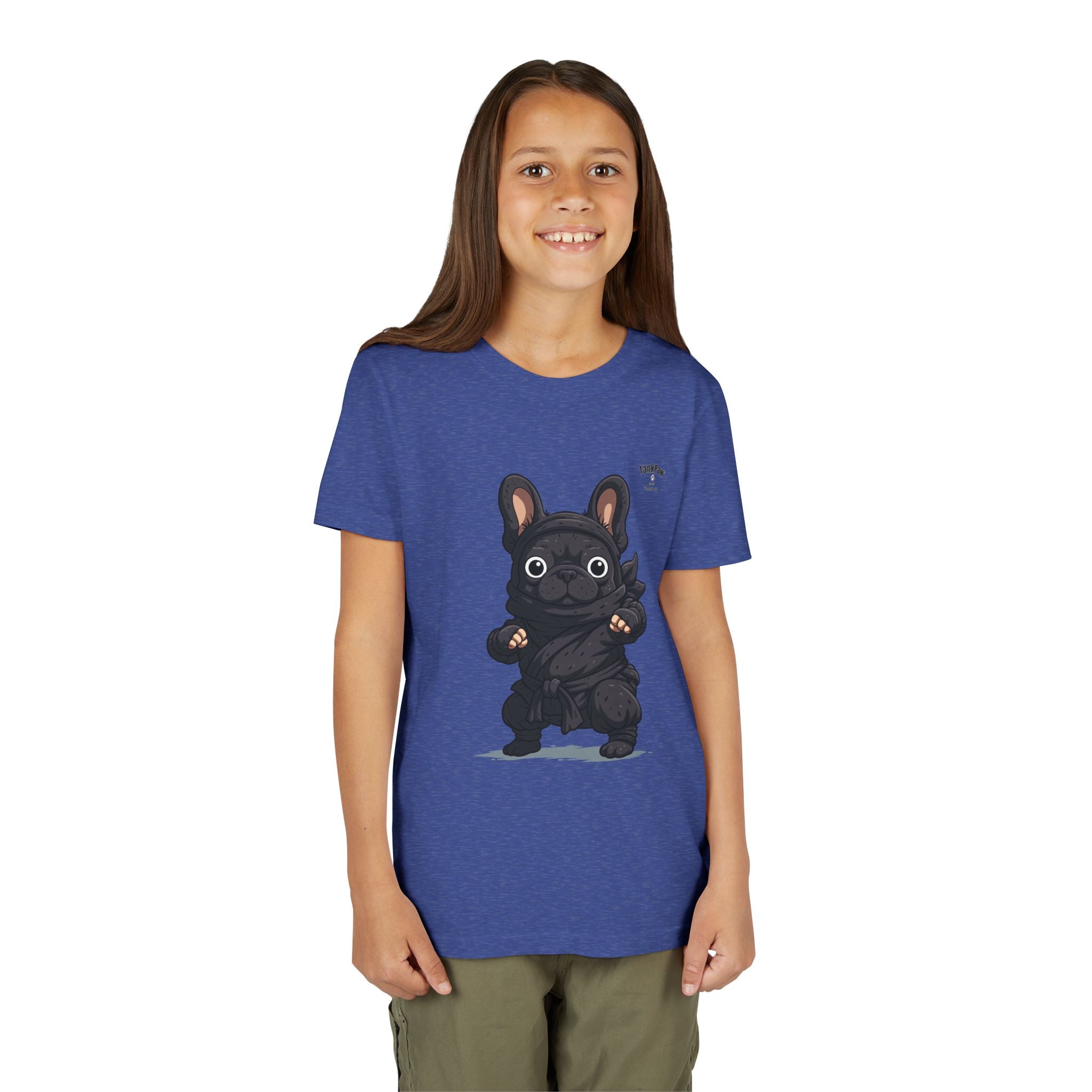 Kids Cute Black French Bulldog Tee – 'TARBUN' Cartoon Pup Youth T-Shirt