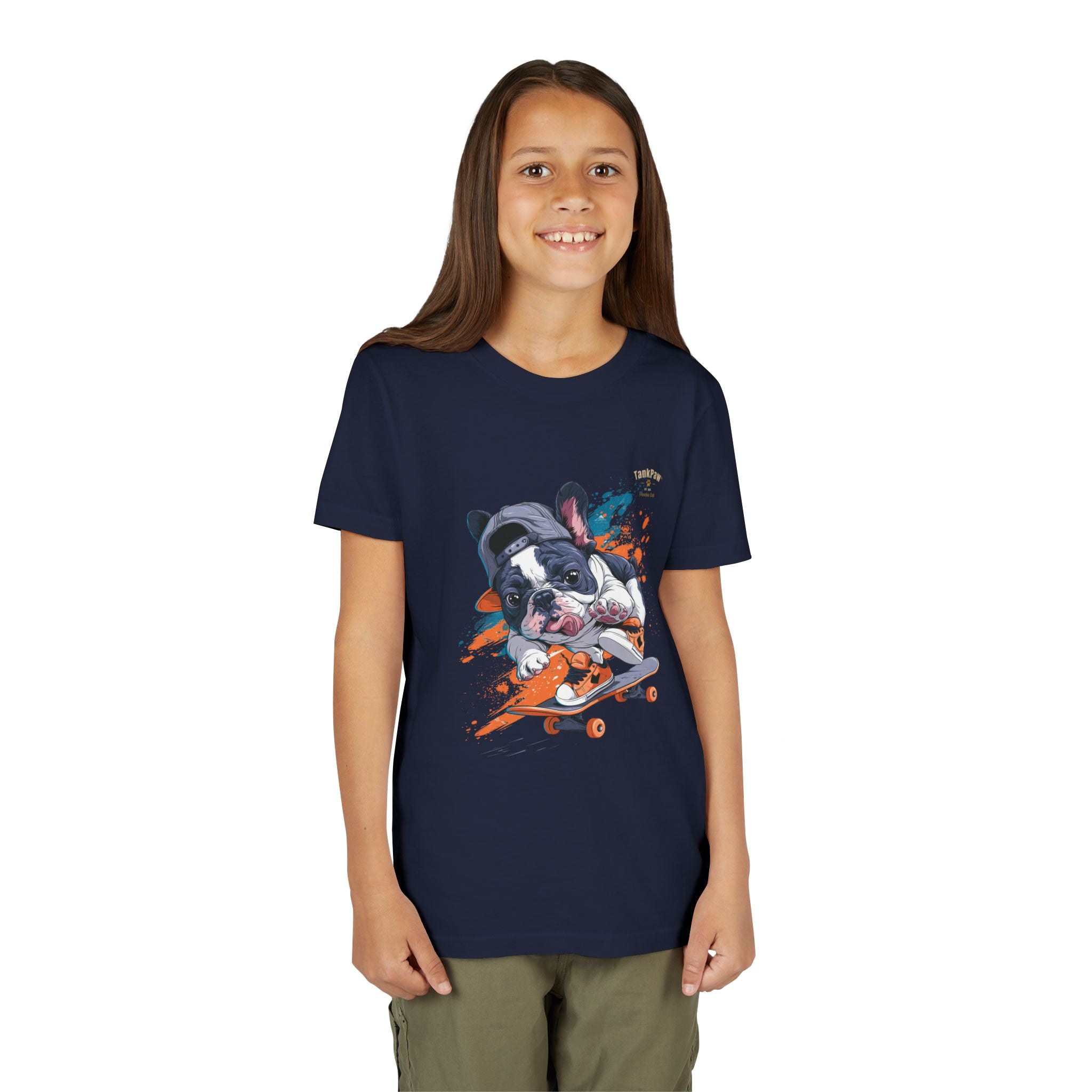 Youth Skateboarding French Bulldog Tee — Cute Skate Pup Graphic Shirt