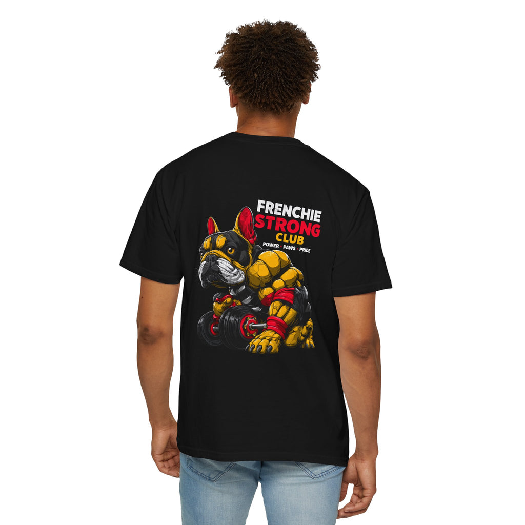 "Frenchie Strong Club" Muscular Dog Pet T-Shirt — Cute Frenchie Weightlifting Graphic Tee