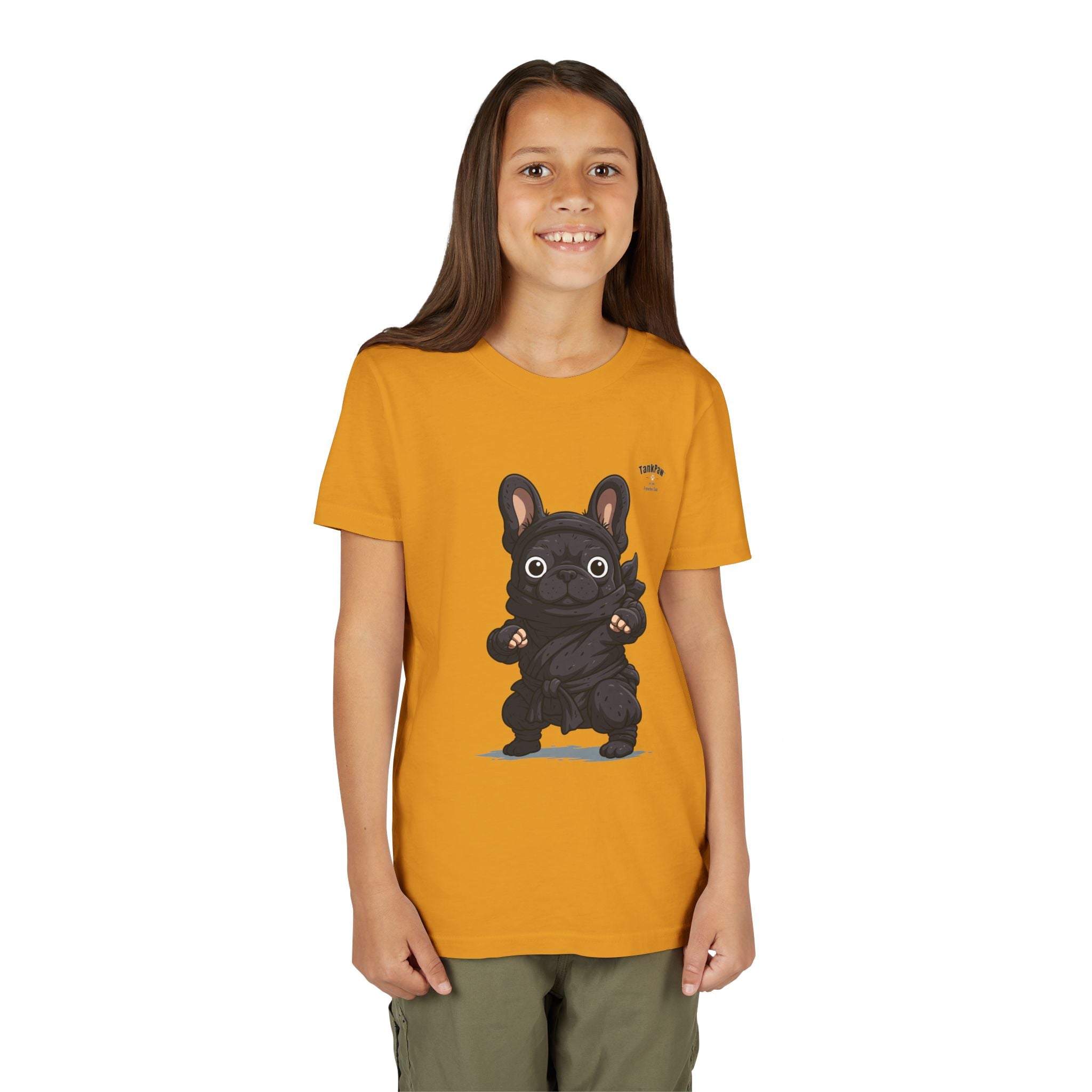 Kids Cute Black French Bulldog Tee – 'TARBUN' Cartoon Pup Youth T-Shirt