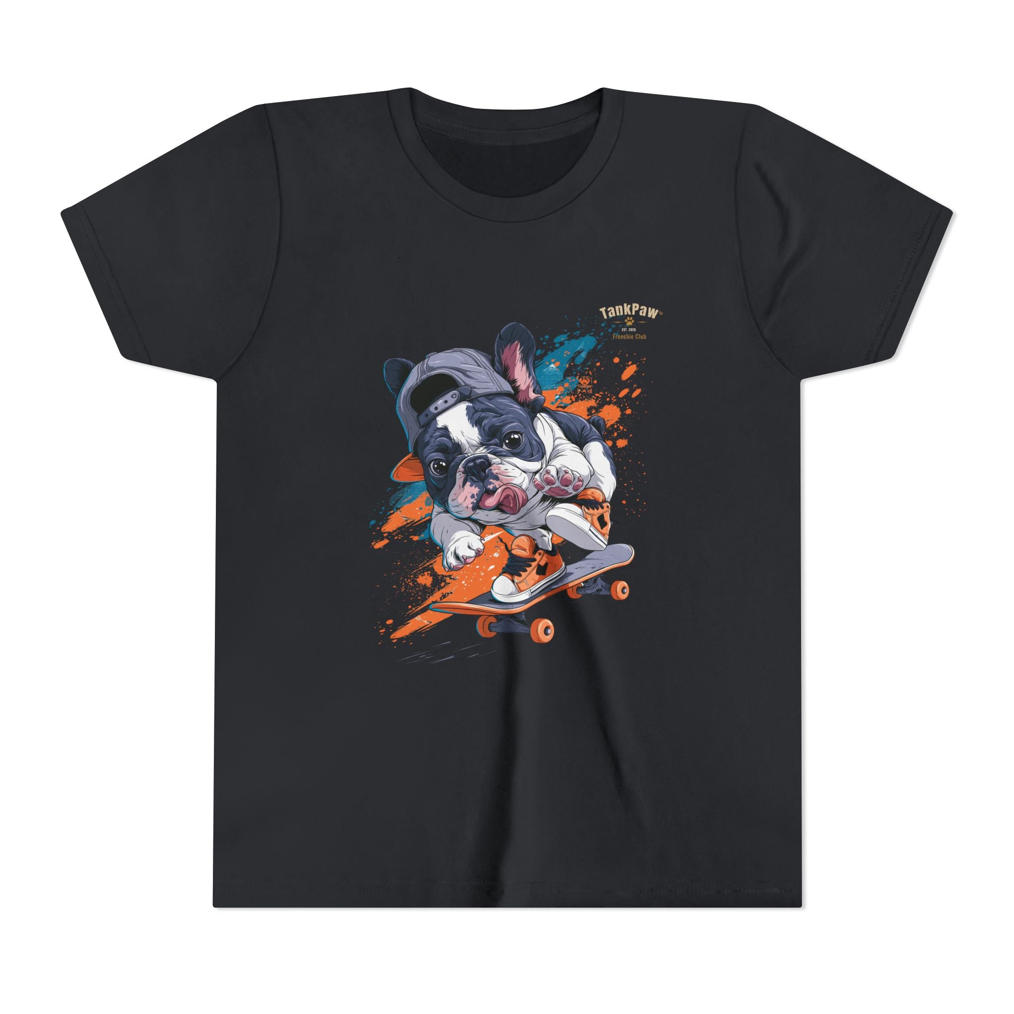 Youth Skateboarding French Bulldog Tee — Cute Skate Pup Graphic Shirt