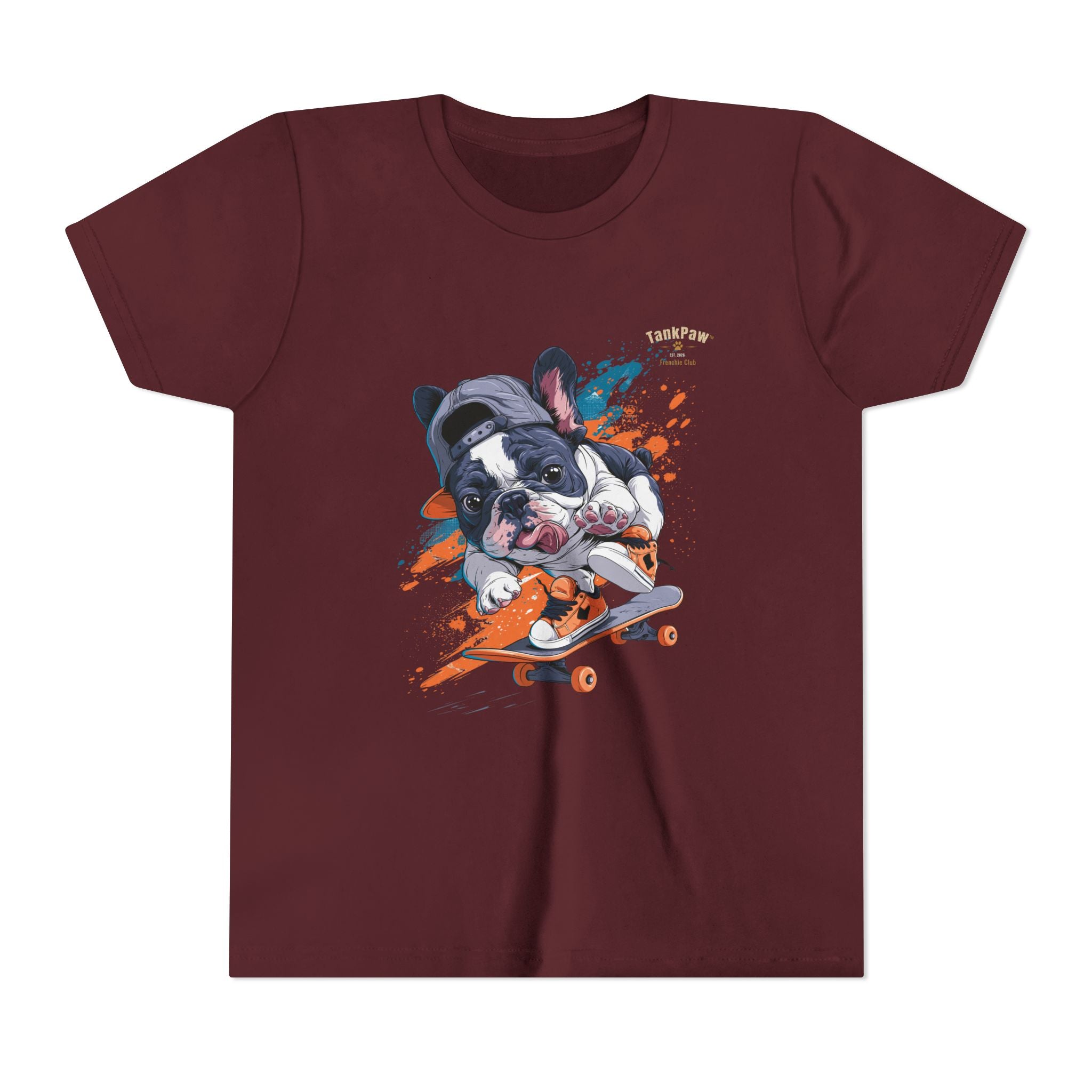 Youth Skateboarding French Bulldog Tee — Cute Skate Pup Graphic Shirt