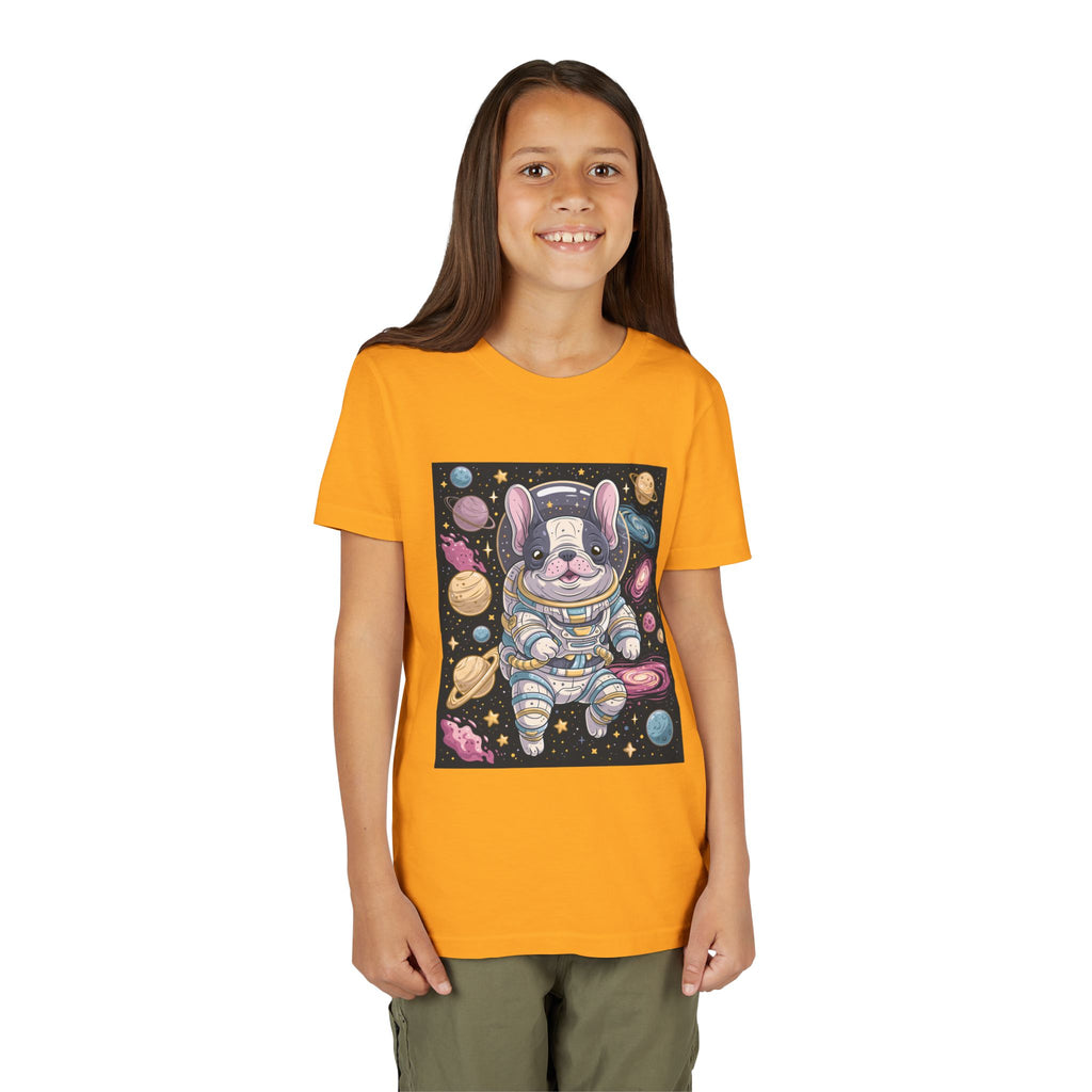 Kids Astronaut French Bulldog Tee — Space Puppy Graphic Youth T‑Shirt