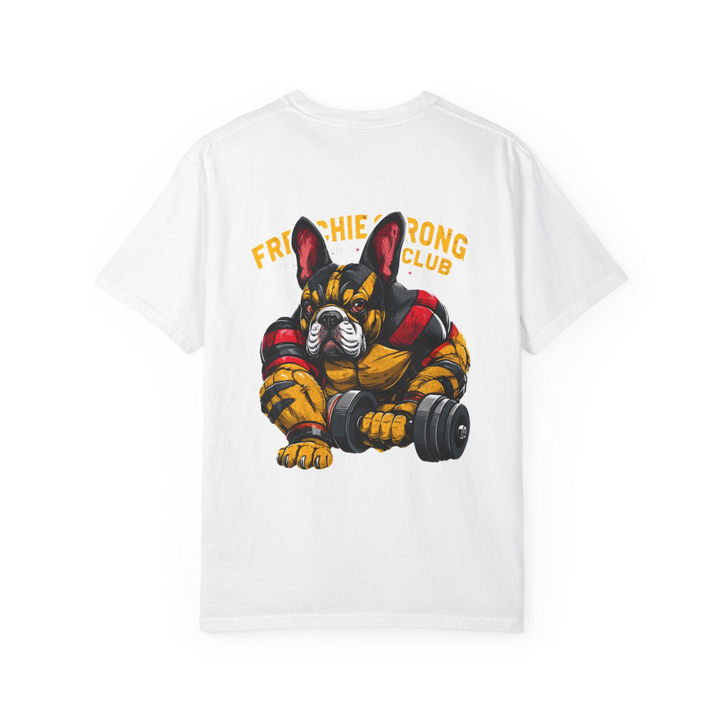 Frenchie Strong Club T‑Shirt — French Bulldog Weightlifting Graphic Tee