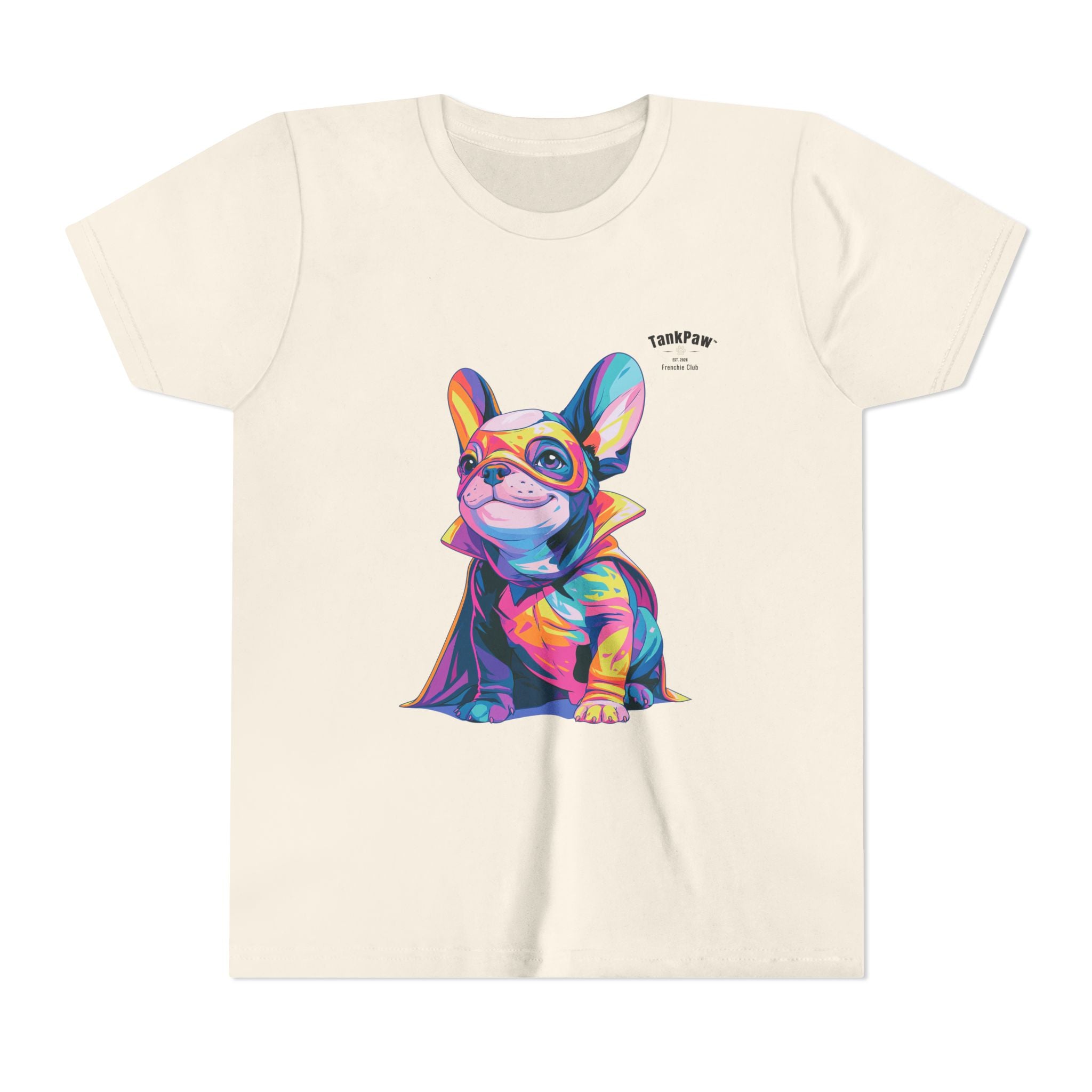 Kids Superhero French Bulldog Tee — Colorful Puppy Costume Youth Shirt
