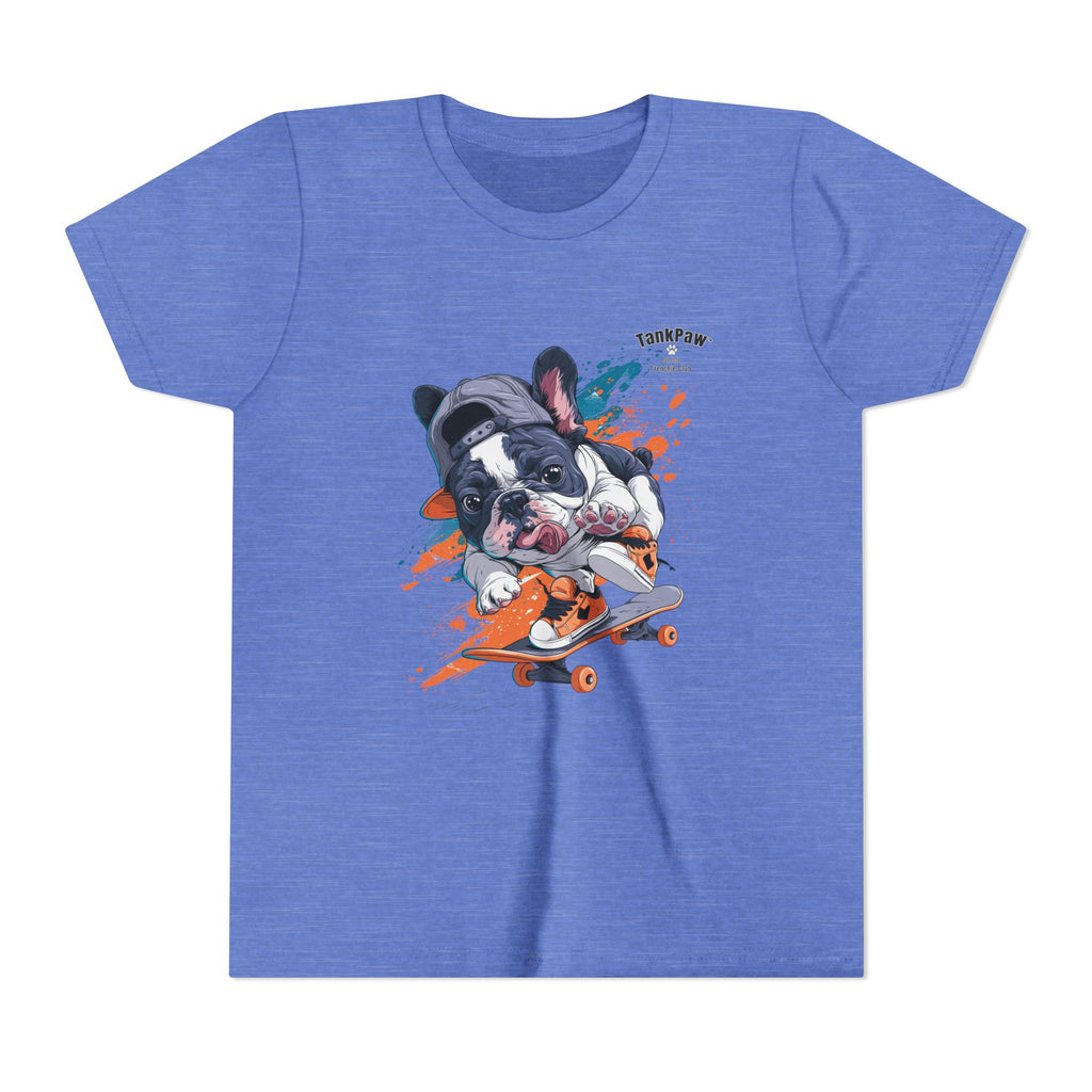 Youth Skateboarding French Bulldog Tee — Cute Skate Pup Graphic Shirt