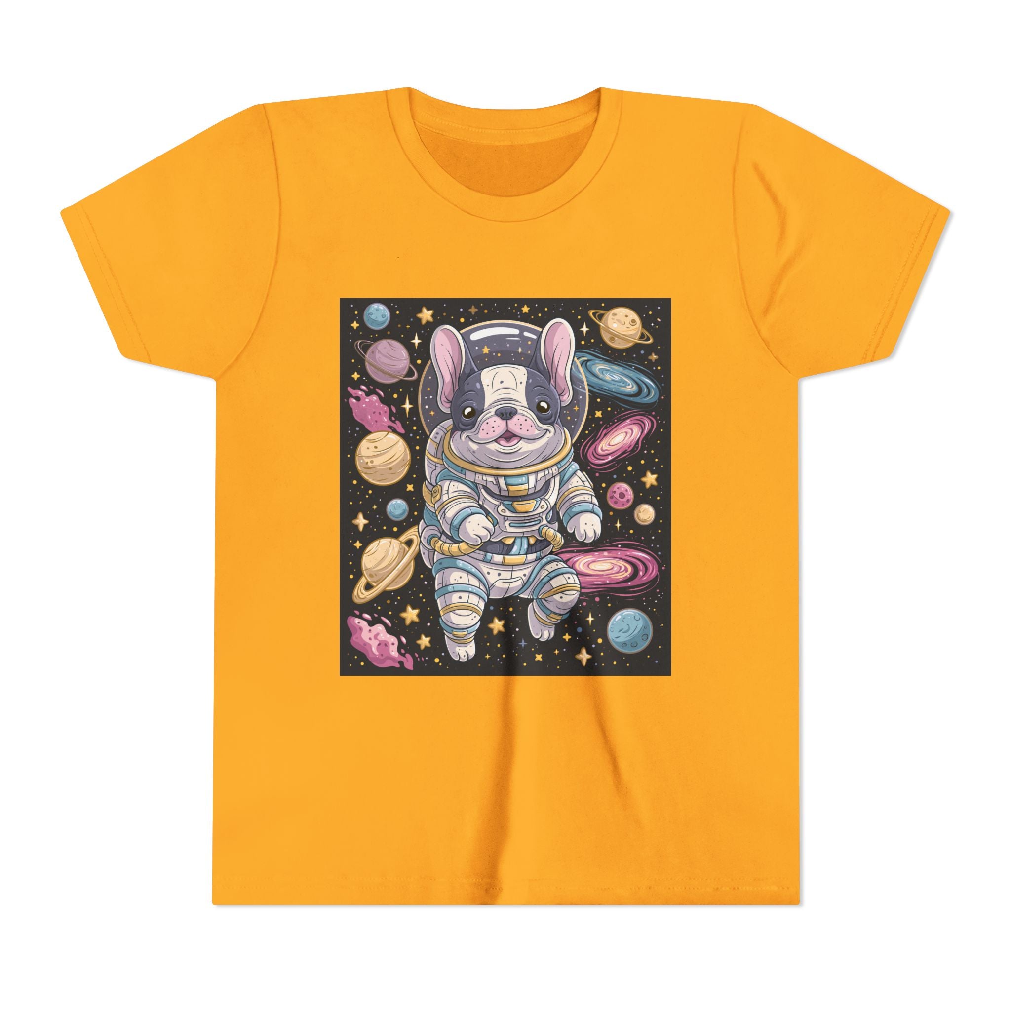 Kids Astronaut French Bulldog Tee — Space Puppy Graphic Youth T‑Shirt