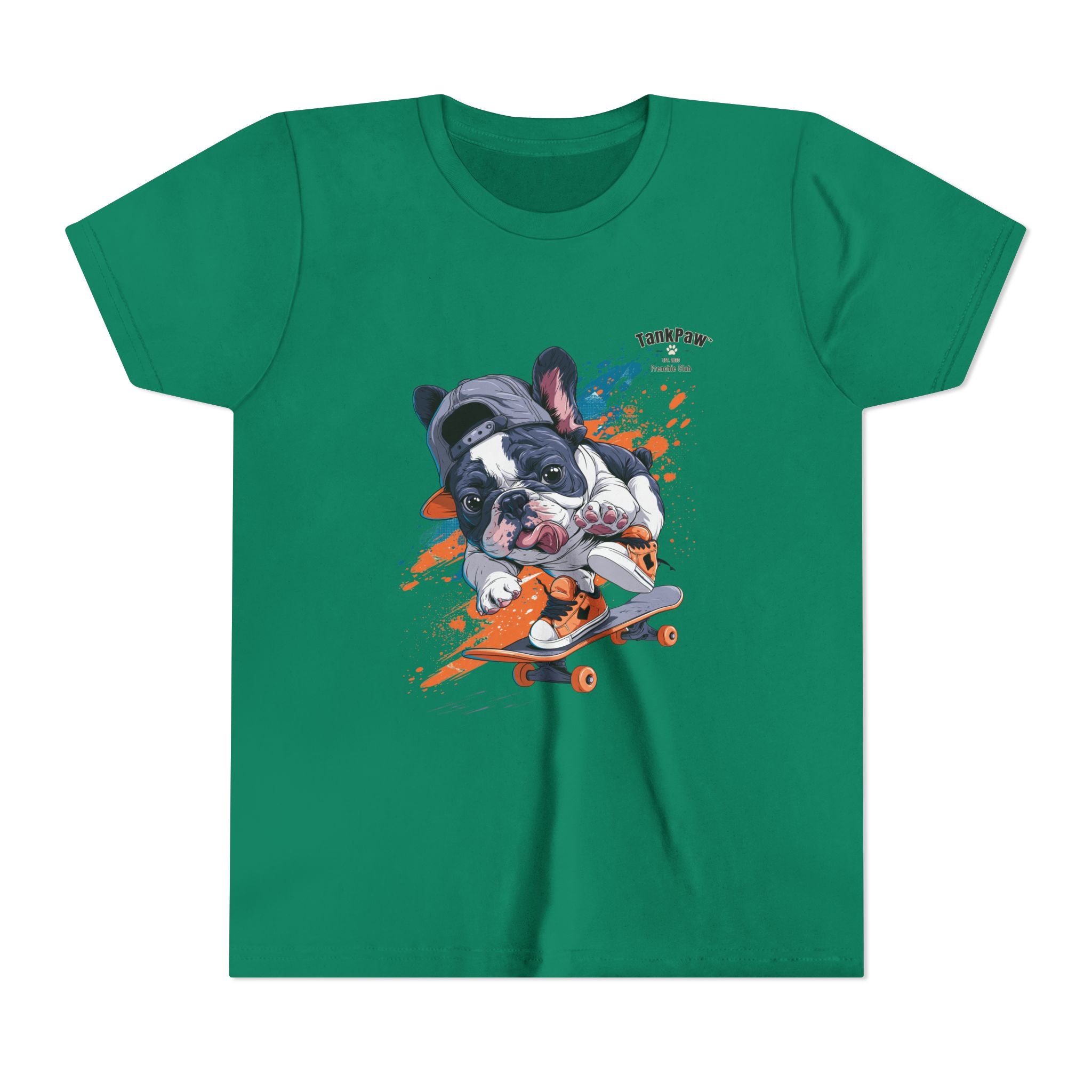 Youth Skateboarding French Bulldog Tee — Cute Skate Pup Graphic Shirt