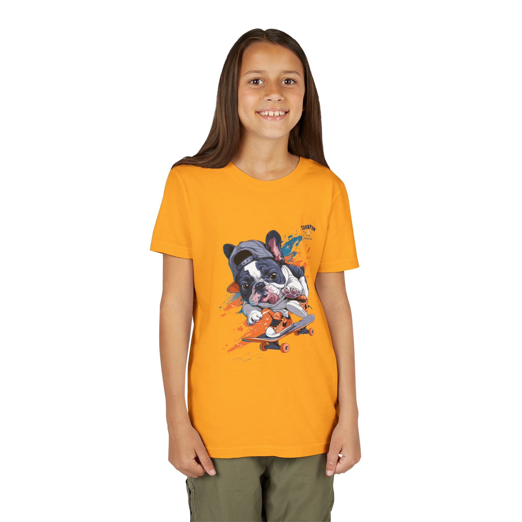 Youth Skateboarding French Bulldog Tee — Cute Skate Pup Graphic Shirt