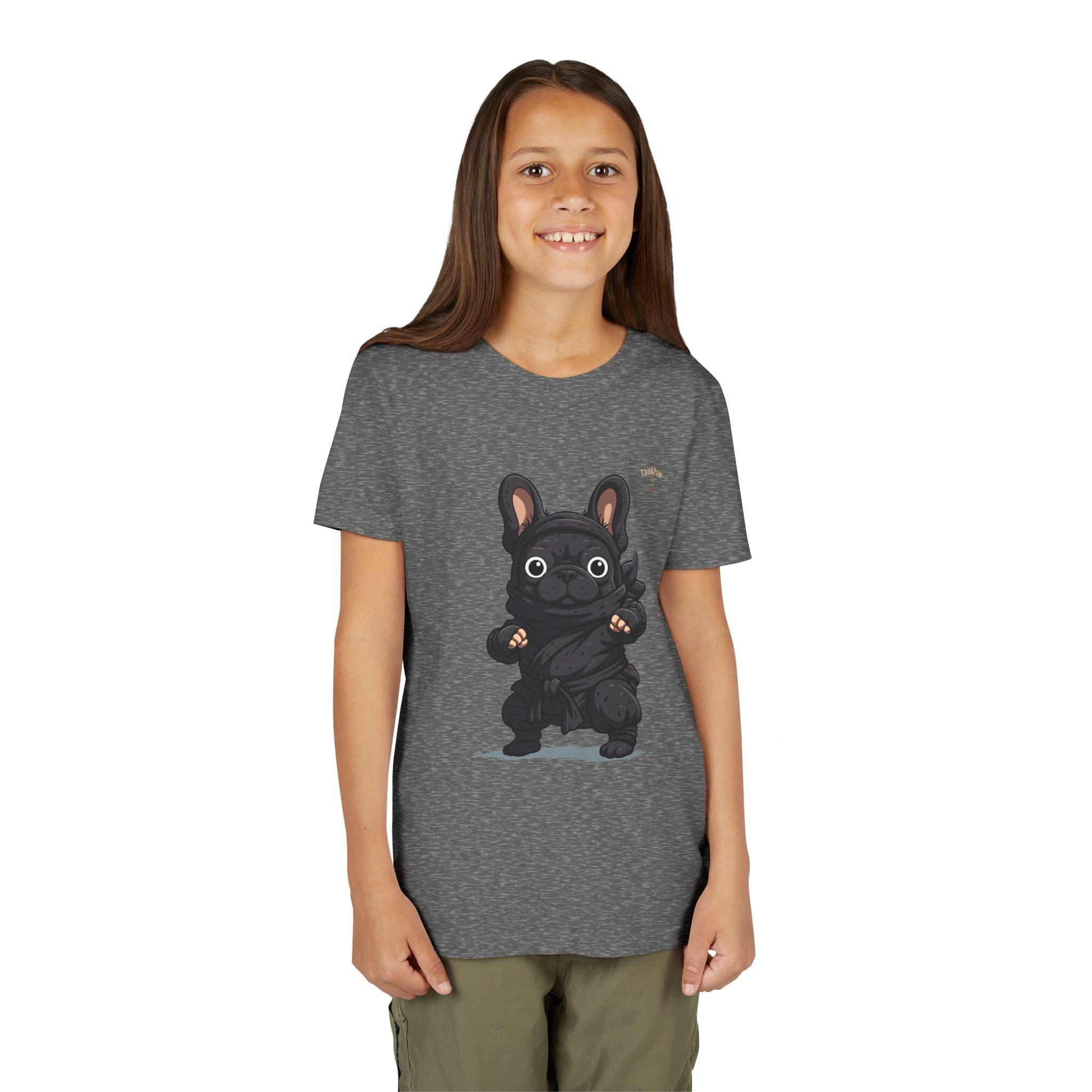 Kids Cute Black French Bulldog Tee – 'TARBUN' Cartoon Pup Youth T-Shirt