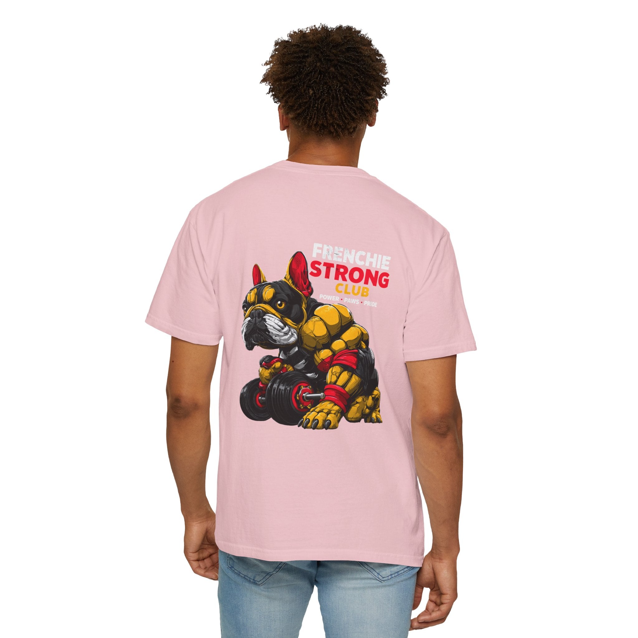 "Frenchie Strong Club" Muscular Dog Pet T-Shirt — Cute Frenchie Weightlifting Graphic Tee