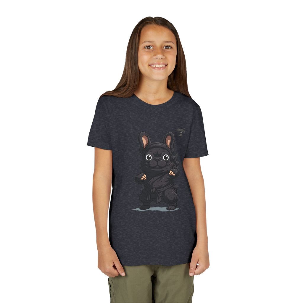 Kids Cute Black French Bulldog Tee – 'TARBUN' Cartoon Pup Youth T-Shirt