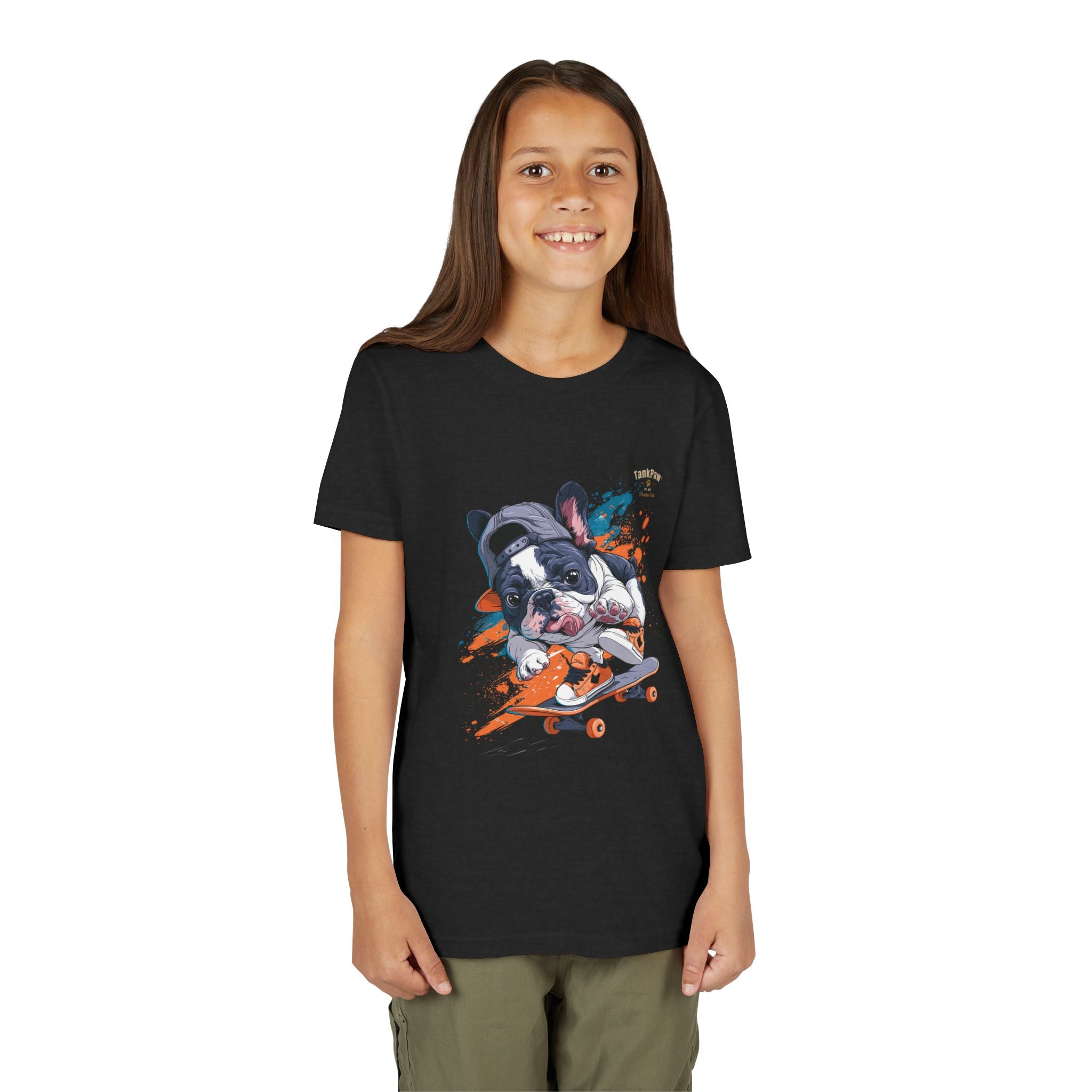 Youth Skateboarding French Bulldog Tee — Cute Skate Pup Graphic Shirt
