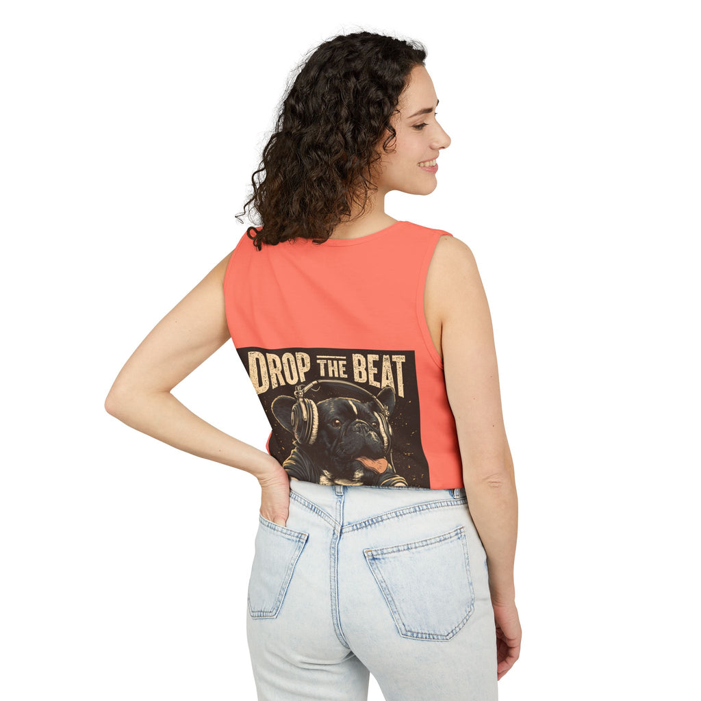 Music Festival Tank Top – "Drop the Beat" Frenchie DJ Graphic Tank