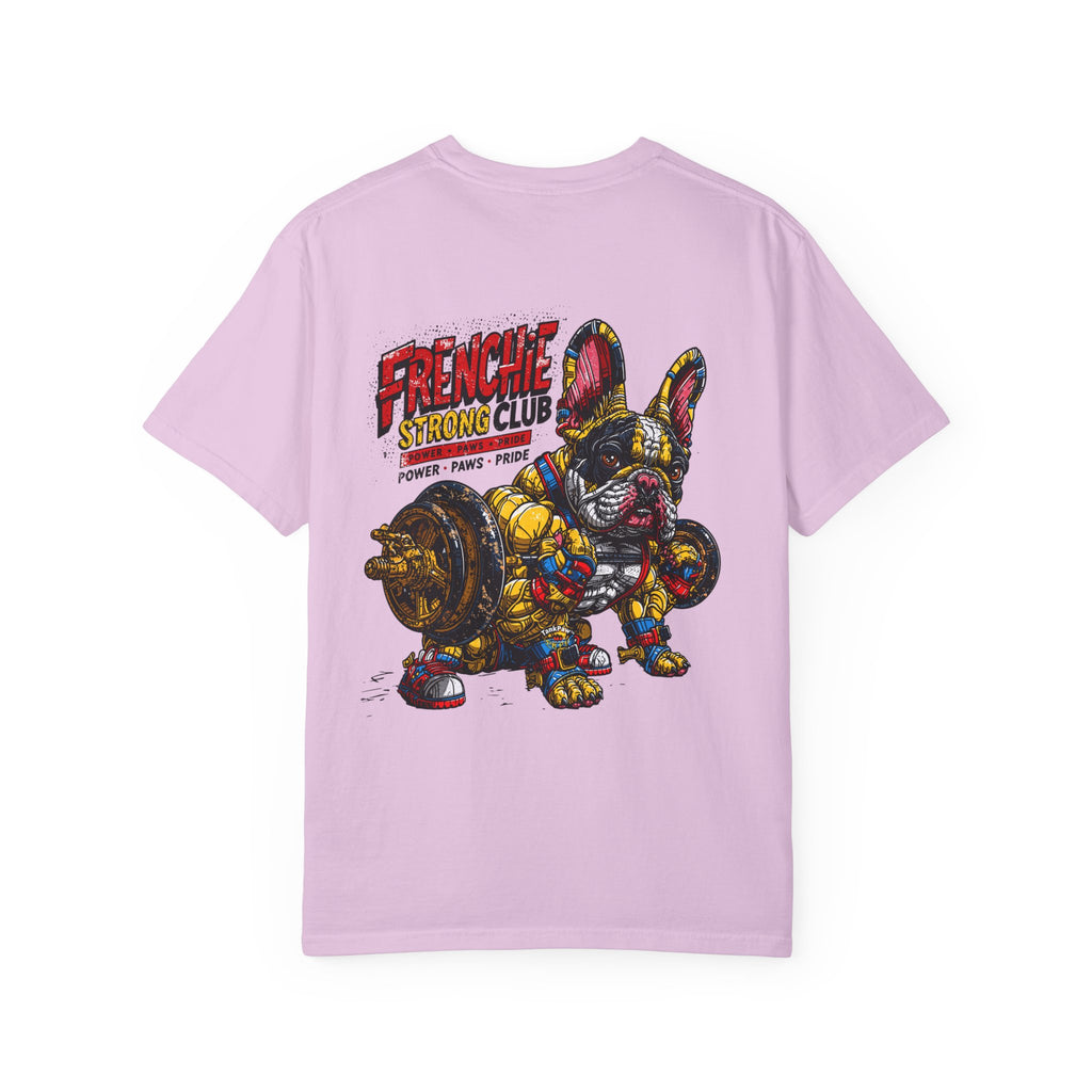 Frenchie Strong Club T-Shirt — Graphic French Bulldog Weightlifting Tee