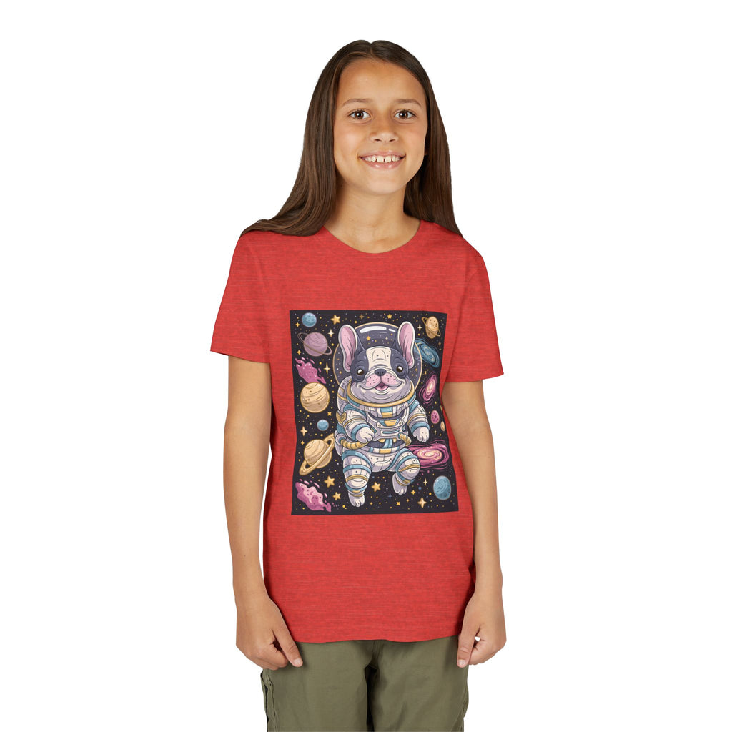 Kids Astronaut French Bulldog Tee — Space Puppy Graphic Youth T‑Shirt