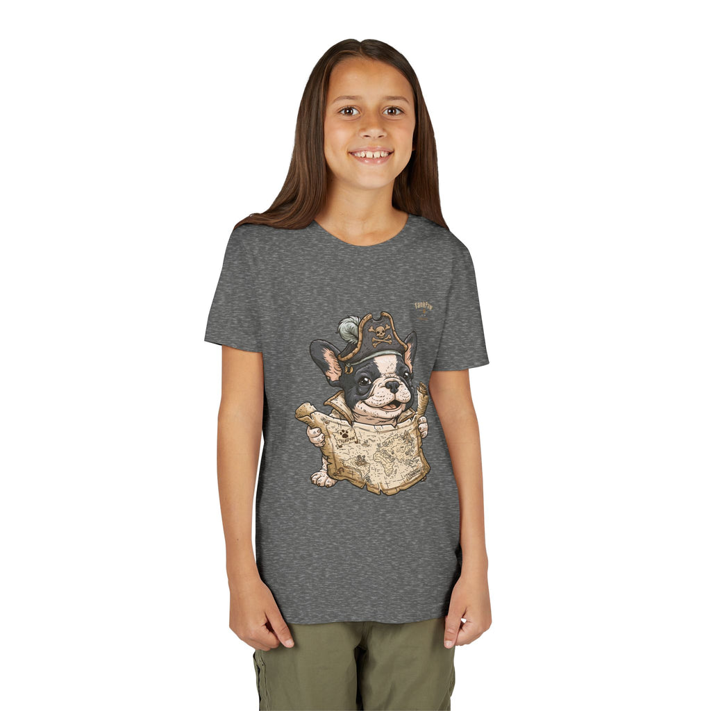 Kids Pirate Dog Tee — "Ahoy!" Map & Captain French Bulldog Youth T-Shirt