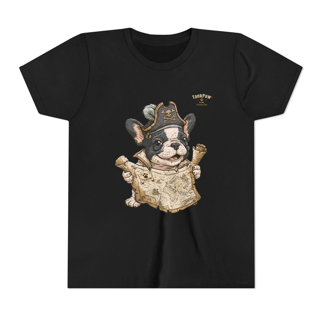 Kids Pirate Dog Tee — "Ahoy!" Map & Captain French Bulldog Youth T-Shirt